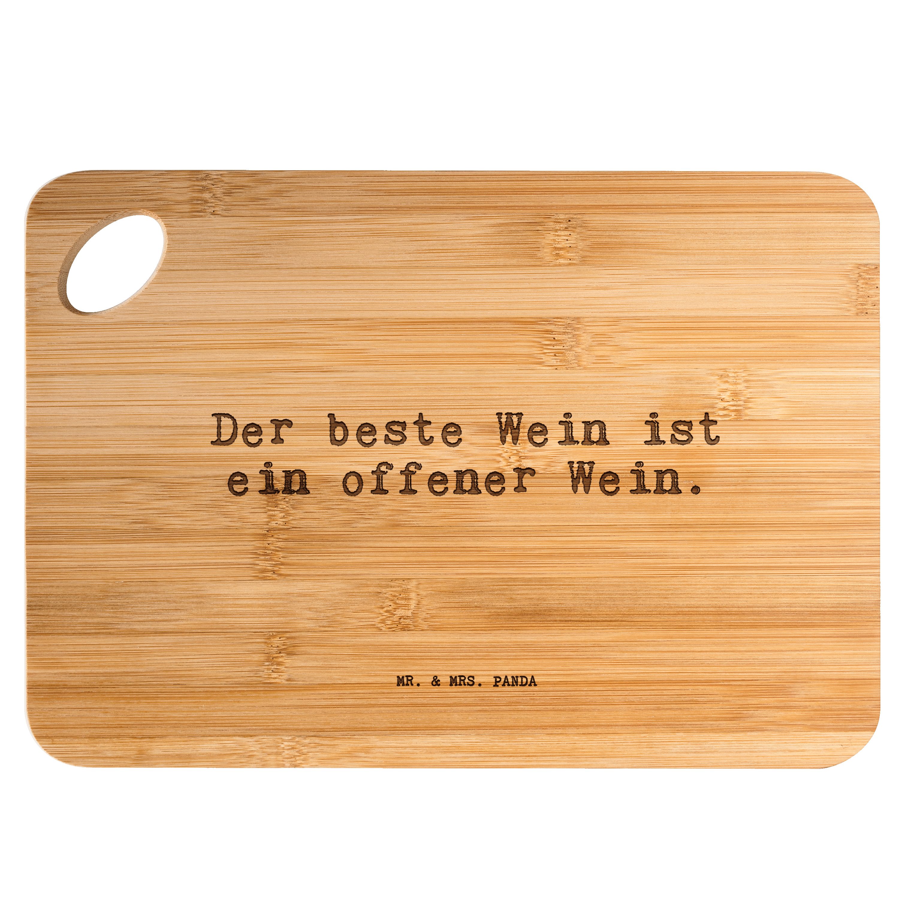 Mr. & Mrs. Panda Servierbrett Der beste Wein ist... - Transparent - Geschenk, schöner Spruch, Brett, Bambus, (1-St)