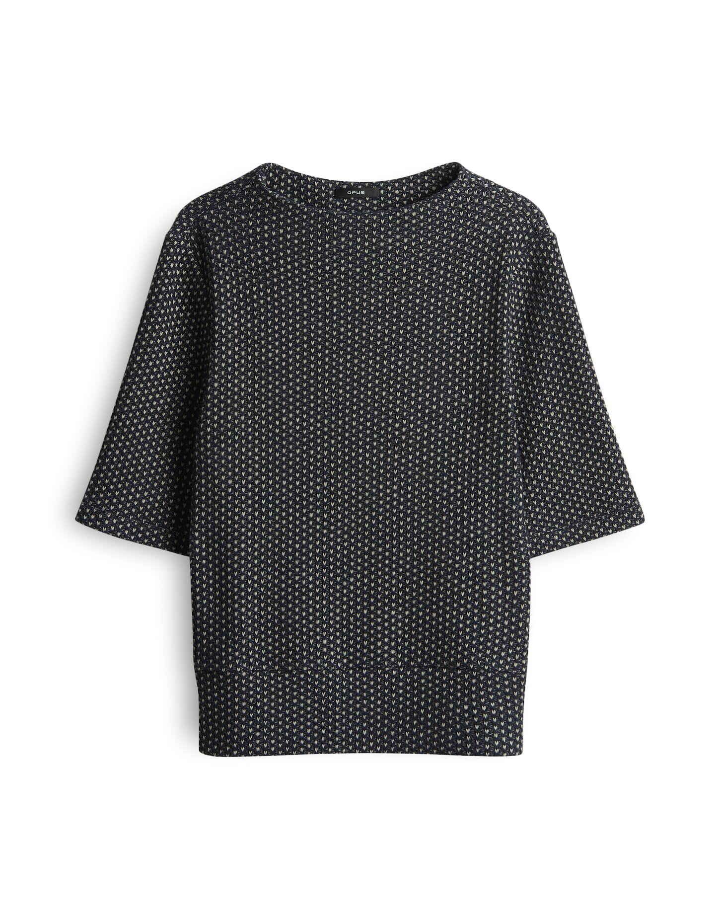 OPUS Kurzarmshirt SAWIRA in Strickoptik Funnel Neck, zweifarbiges Muster, s günstig online kaufen