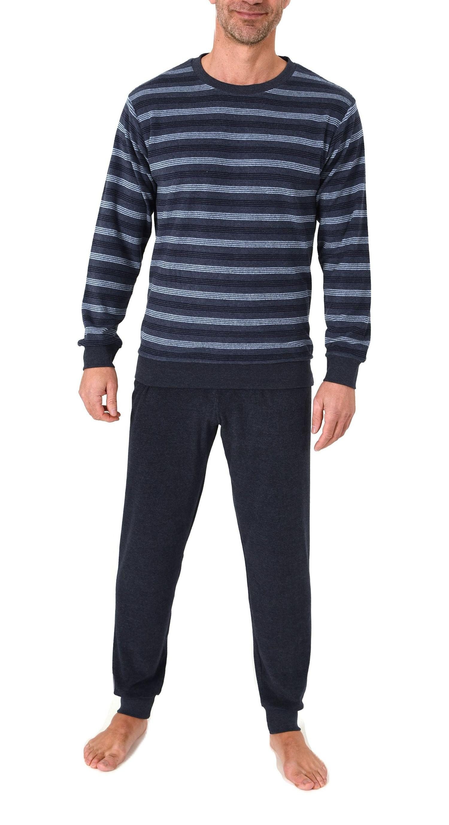 Pyjama Normann Herren Frottee Schlafanzug Streifenlook – auch in Übergrößen