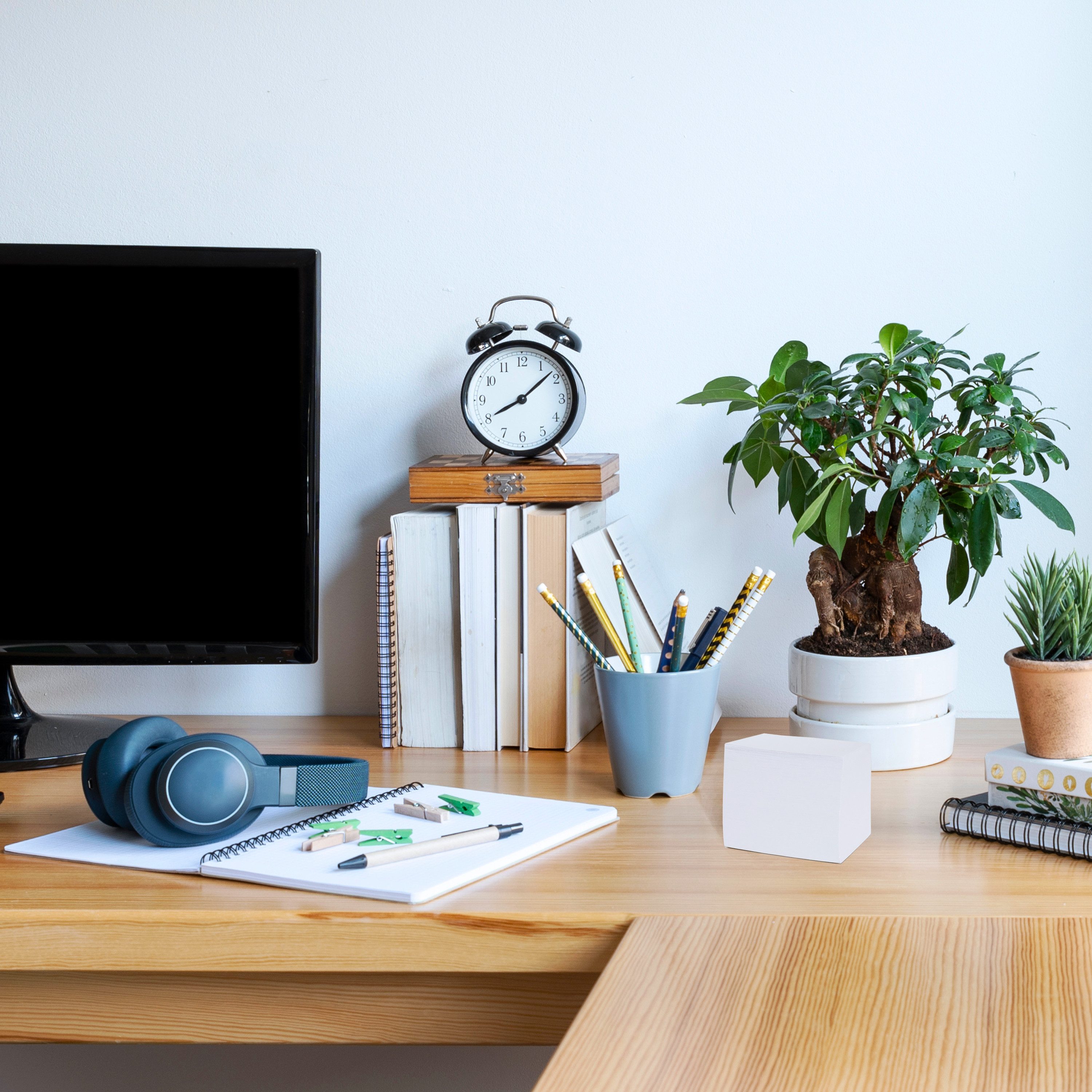 WESTCOTT Notizzettel Notizblock weiß 700 Blatt (2er-Set), Zettelblock geleimt mit 9 x 9 cm, FSC-zertifiziertes Papier 80g/m²