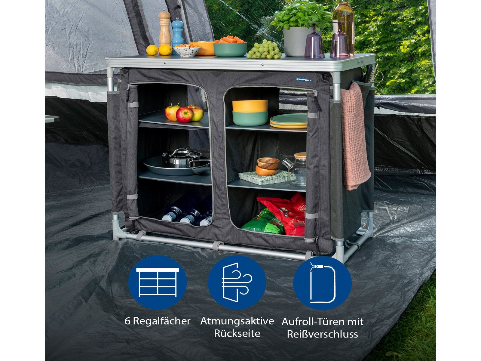 Campart Stoffschrank Camping Küchenbox Aussen-Küche großer Outdoor-Schrank für faltbar