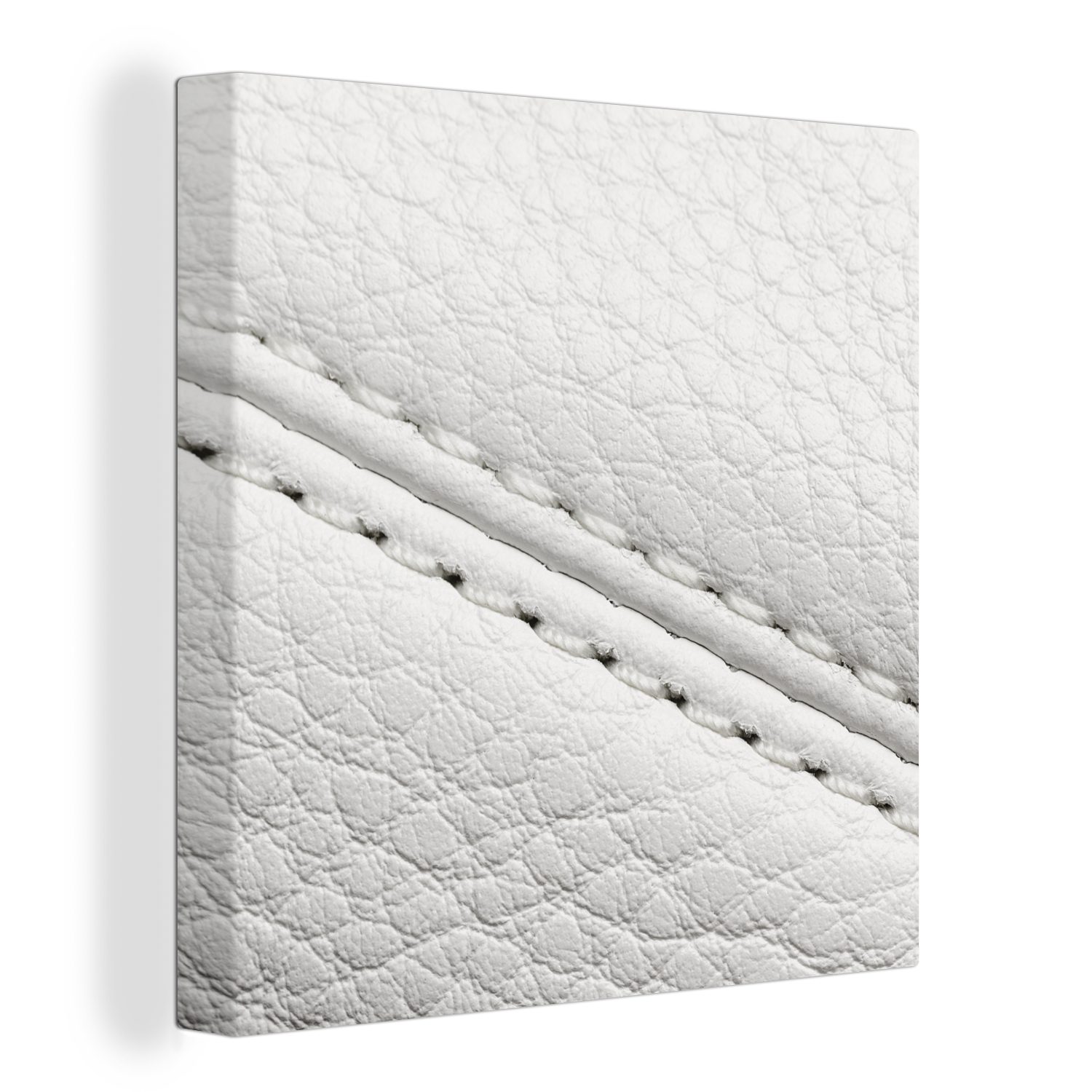 OneMillionCanvasses® Leinwandbild Weißer Lederhintergrund, (1 St), Leinwand Bilder für Wohnzimmer Schlafzimmer