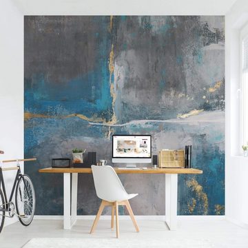 Bilderdepot24 Vliestapete Abstrakt Blaue Struktur goldene Akzente Tapete Wanddeko Modern Kunst, Glatt, Matt, (Inklusive Gratis-Kleister oder selbstklebend), Wohnzimmer Schlafzimmer Küche Flur Fototapete Motivtapete Wandtapete