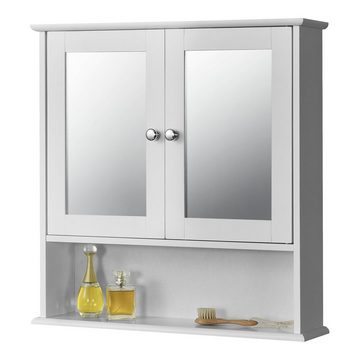 en.casa Badezimmerspiegelschrank »Linz« Hängeschrank mit 2 verspiegelten Türen 58x56x13cm Weiß