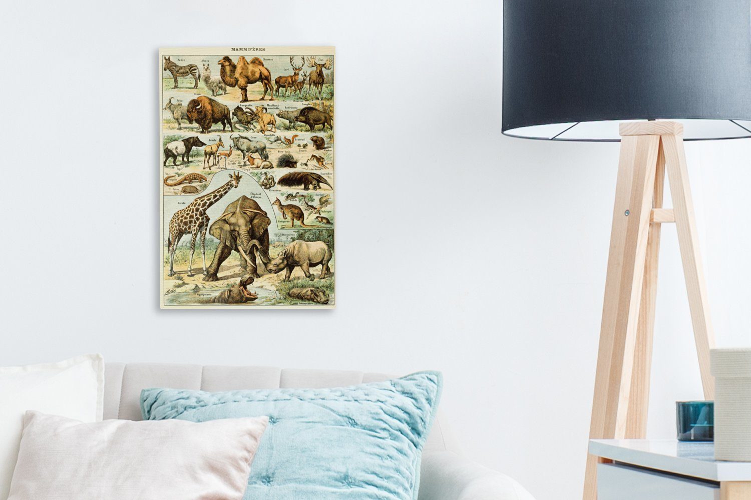 inkl. St), OneMillionCanvasses® Tiere (1 Kamel Leinwandbild bespannt Millot, fertig Jahrgang Gemälde, 20x30 - - Giraffe Zackenaufhänger, Leinwandbild - - Adolphe cm