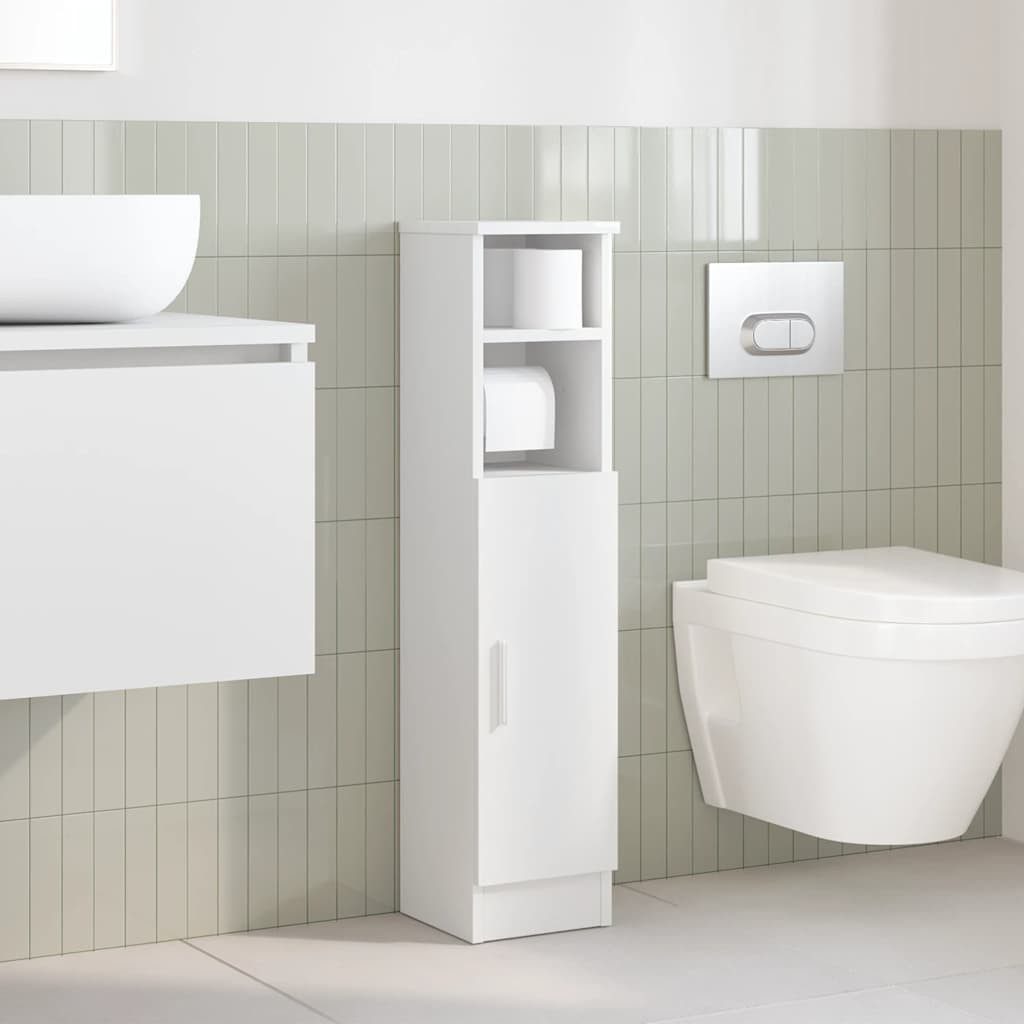 vidaXL Badezimmer-Set Badezimmerschrank mit Rollenhalter Weiß günstig online kaufen