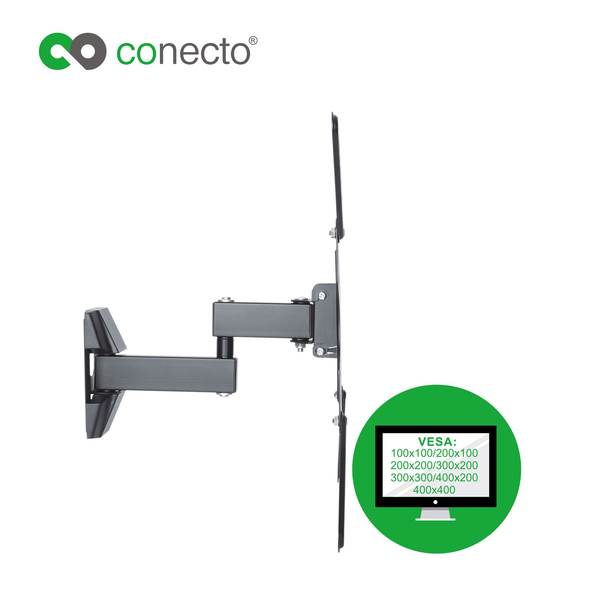 conecto TV-Wandhalterung TV Wandhalter für LCD LED Fernseher & Monitor, (bis 55 Zoll, inklusive HDMI-Kabel und Klett-Kabelbinder, neigbar, schwenkbar)