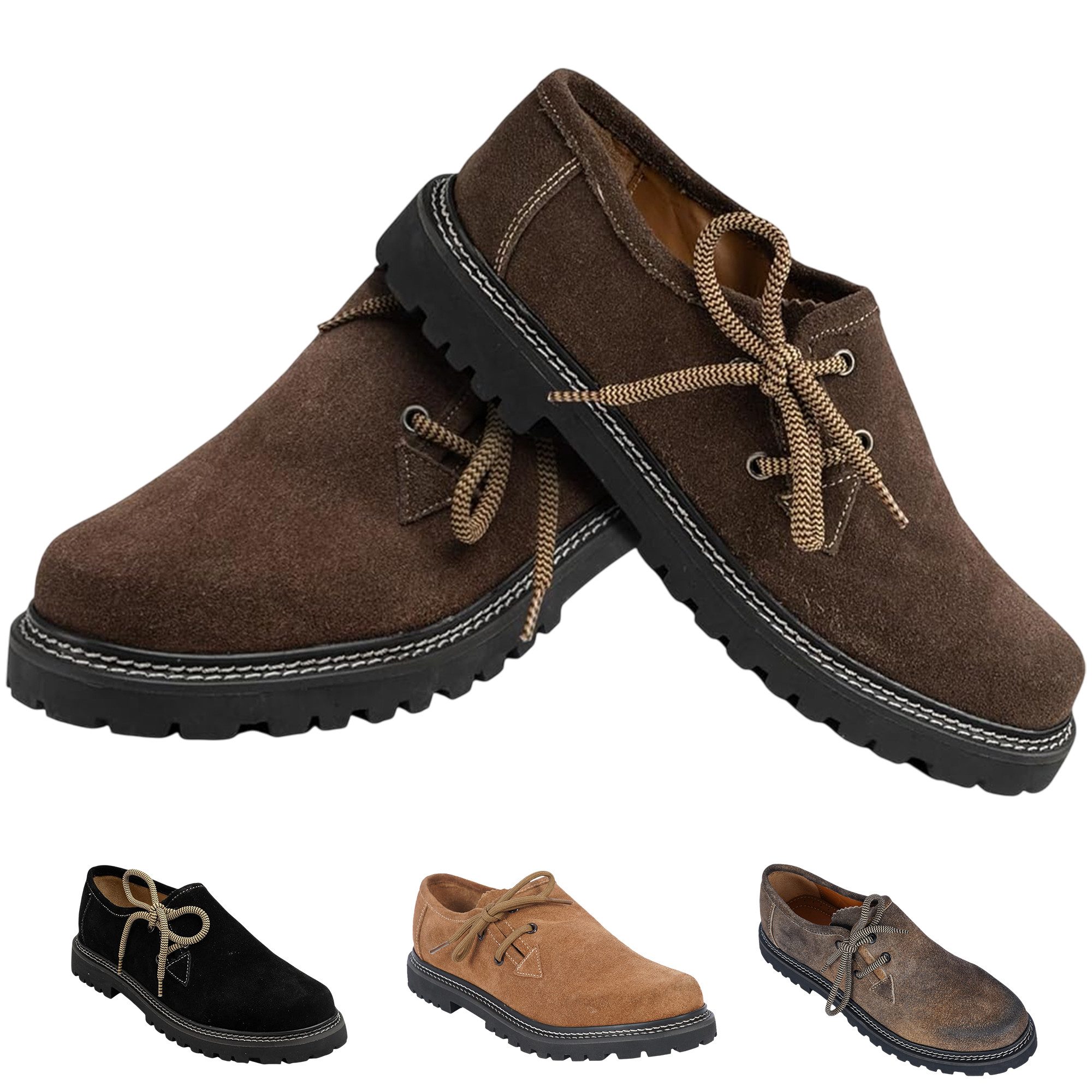 German Wear GW1800-VL Haferlschuh Trachtenschuhe Original Haferlschuhe Lederschuhe Wildleder 2x Senkel