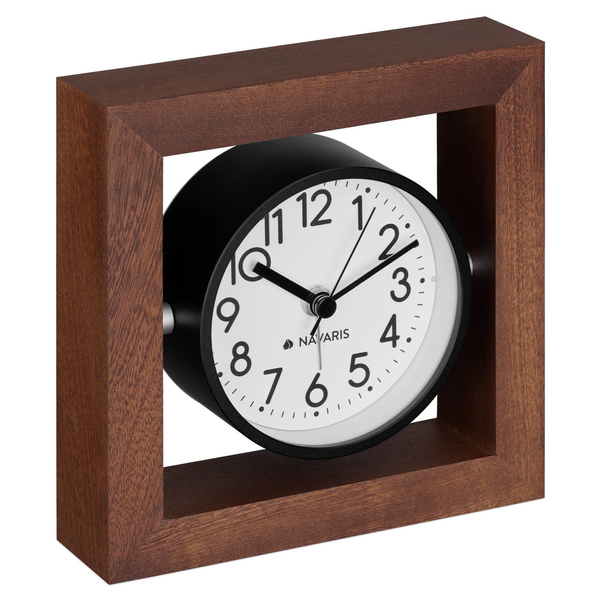 Tischuhr Analog Holz Tischuhr Quadrat Design - 13,2 x 13,2 x 4,3cm