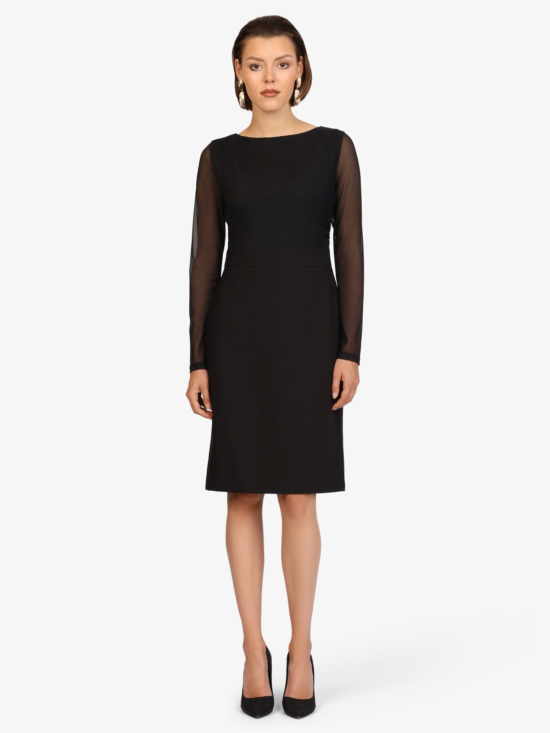 Kraimod Cocktailkleid mit transparenten Meshärmeln