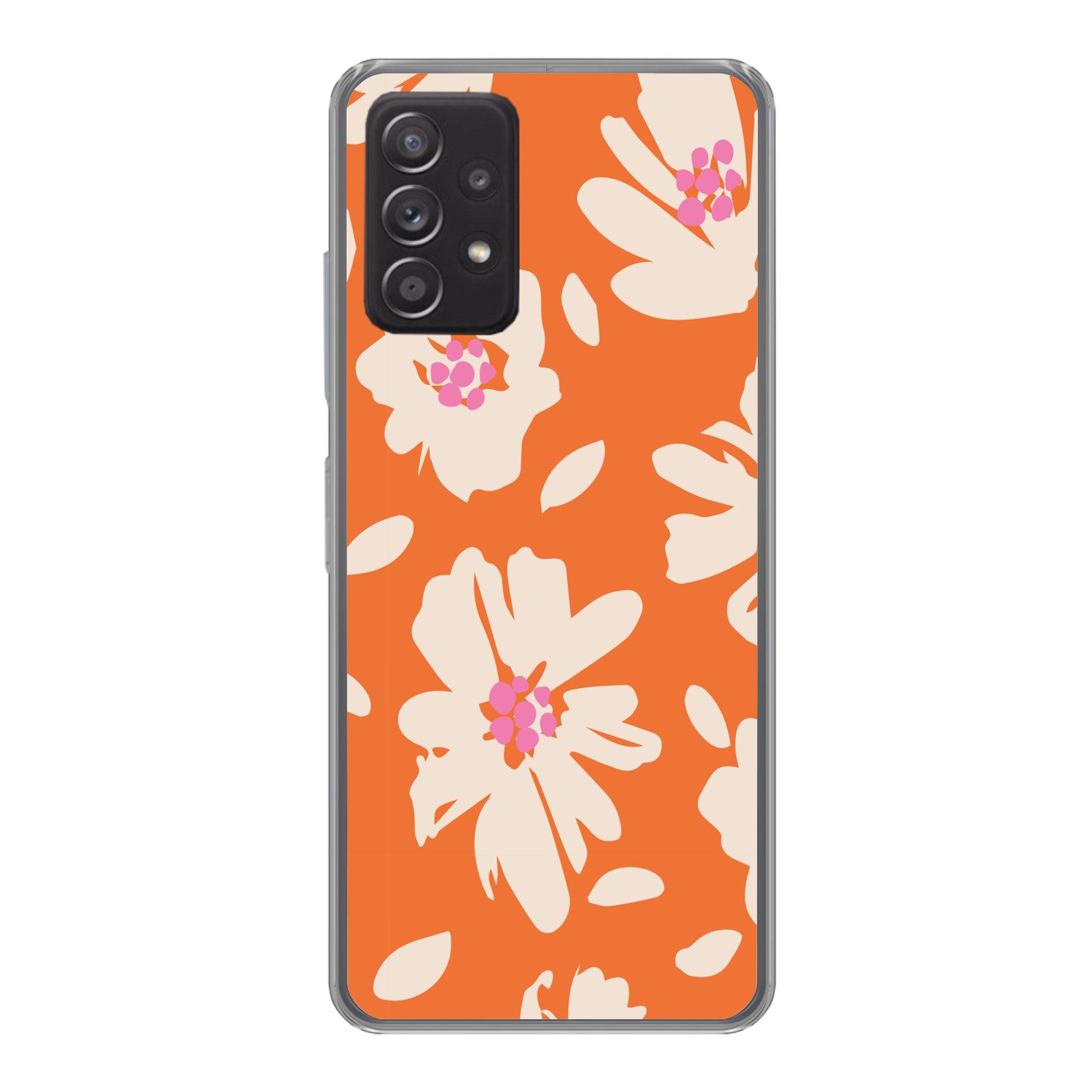 MuchoWow Handyhülle für Samsung Galaxy A33 5G Blumen - Orange - Beige - Rosa - Abstrakt, Smartphone-Bumper, Print, Handy Schutzhülle Dünn