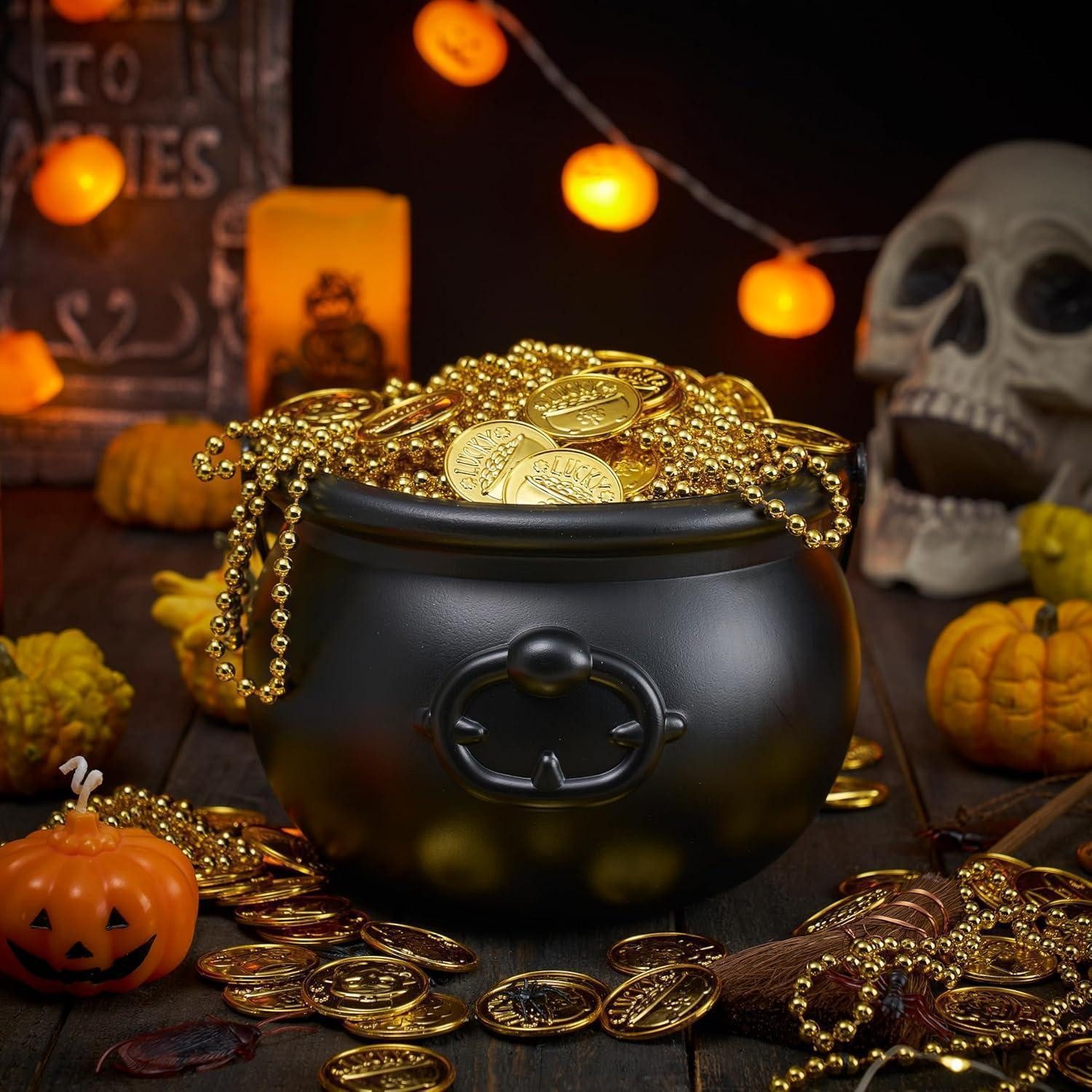 LuxusKollektion Dekoschüssel Großer schwarzer Halloween-Kessel 19,1 cm Süßigkeitenhalter Eimer