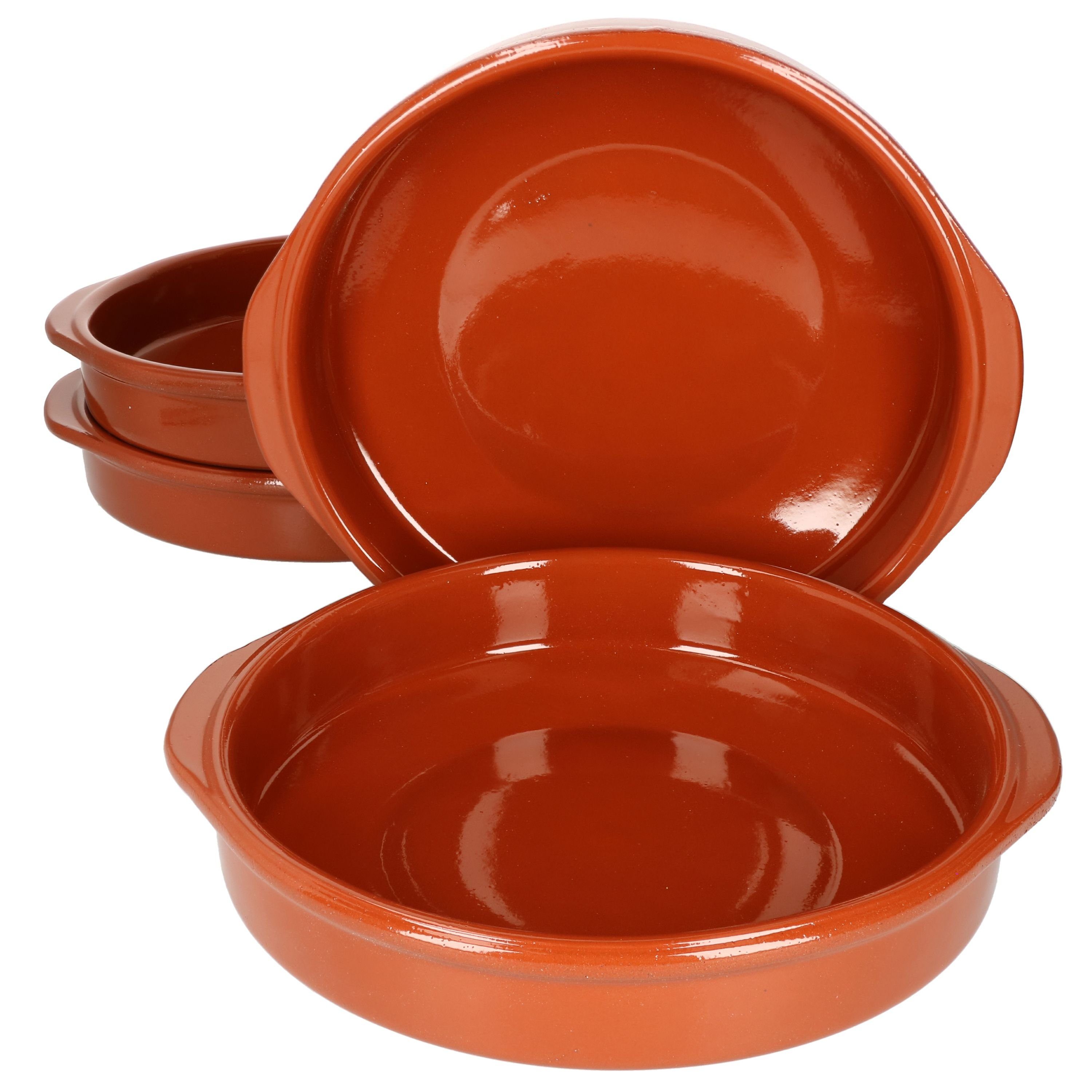 Tapas-Schale 4er Set Cazuela Bernd XXL Ø 25,5cm Tonschalen mit Griffen