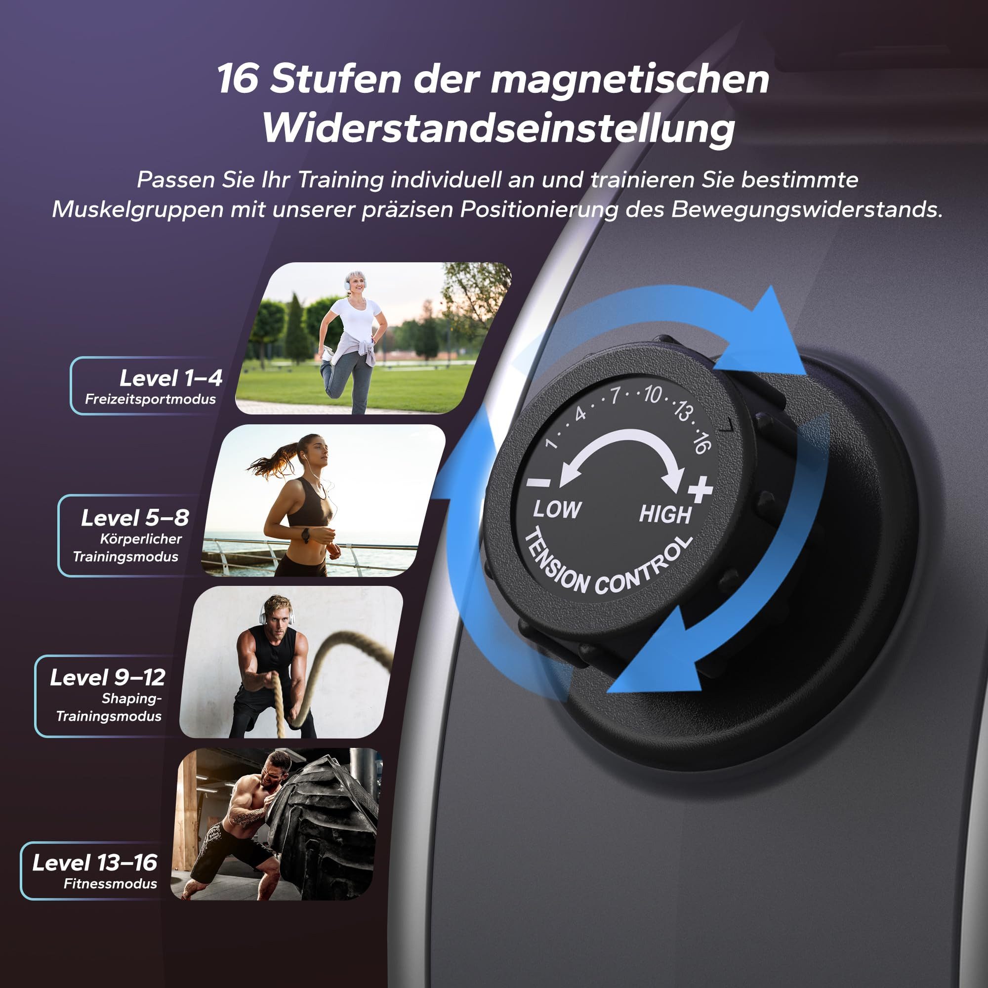MERACH Rudergerät Magnetisches Bluetooth Rudergeräte mit 16 Widerstandsstufen (Leises Rudergeräte für Zuhause mit Exklusiver APP, LCD-Datenanzeige, Einfacher Au – Bild 5 von 5