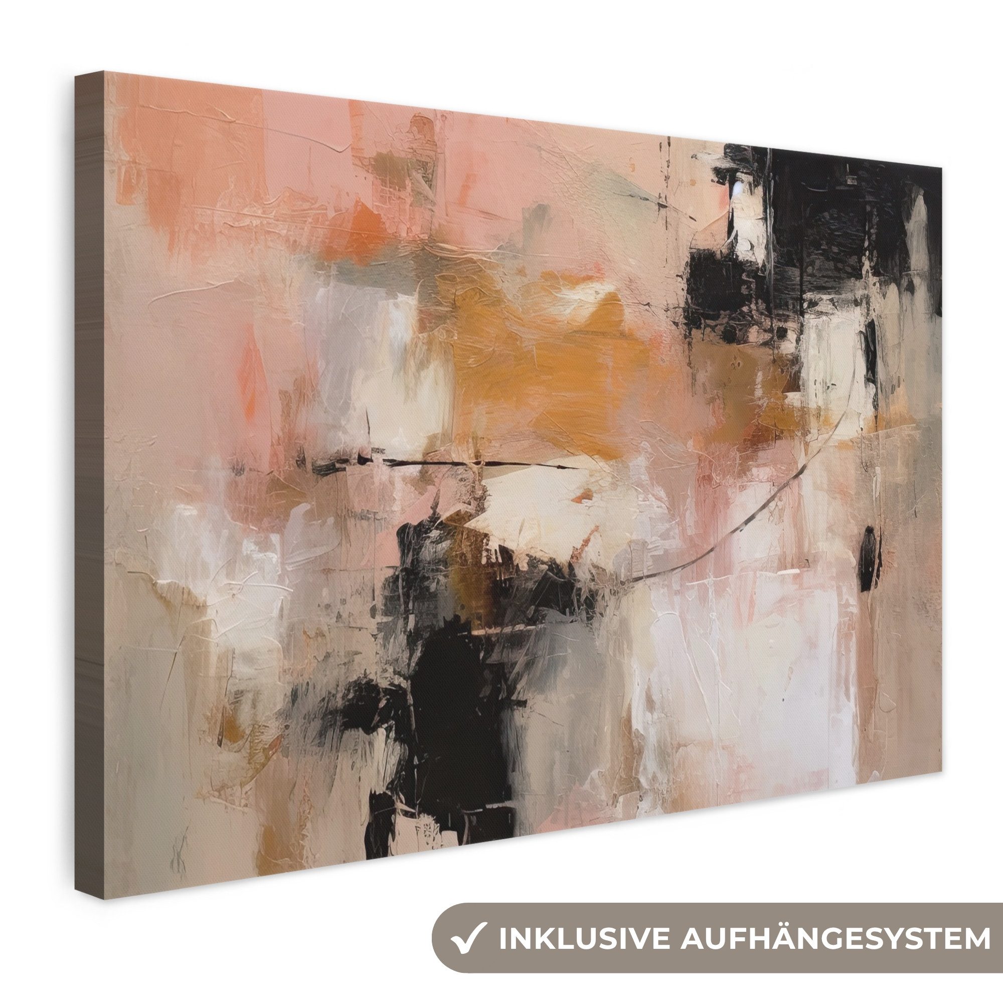 OneMillionCanvasses® Leinwandbild Kunst - Abstrakt - Beige - Farbe, Fotodruck (1 St), Leinwand Bilder Klein, Wand Dekoration Aesthetic 30x20 cm