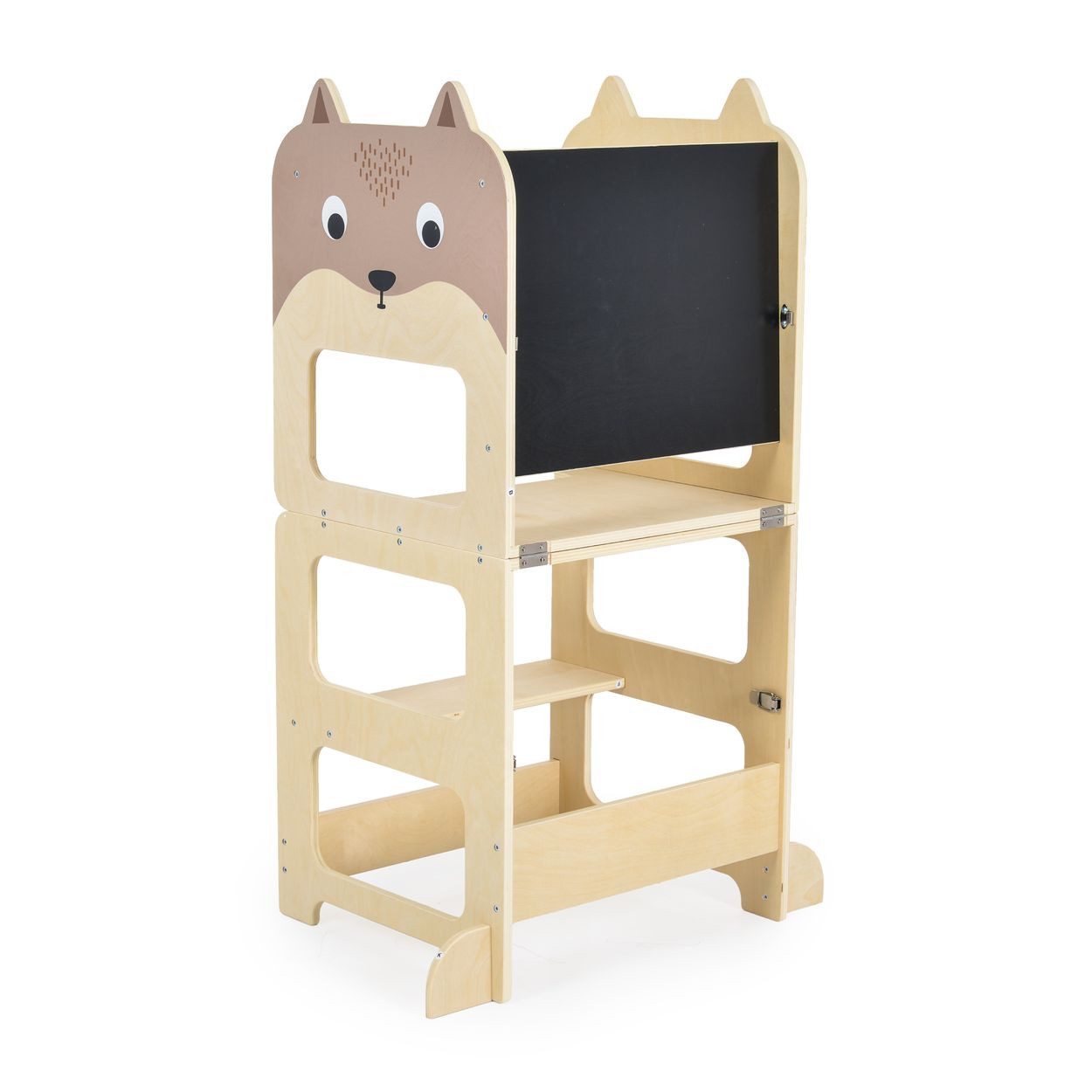 Moni Stehhilfe Kinder Holzlernturm 3in1 24446, Schreibtisch Bank Zeichentafel Stehhilfe