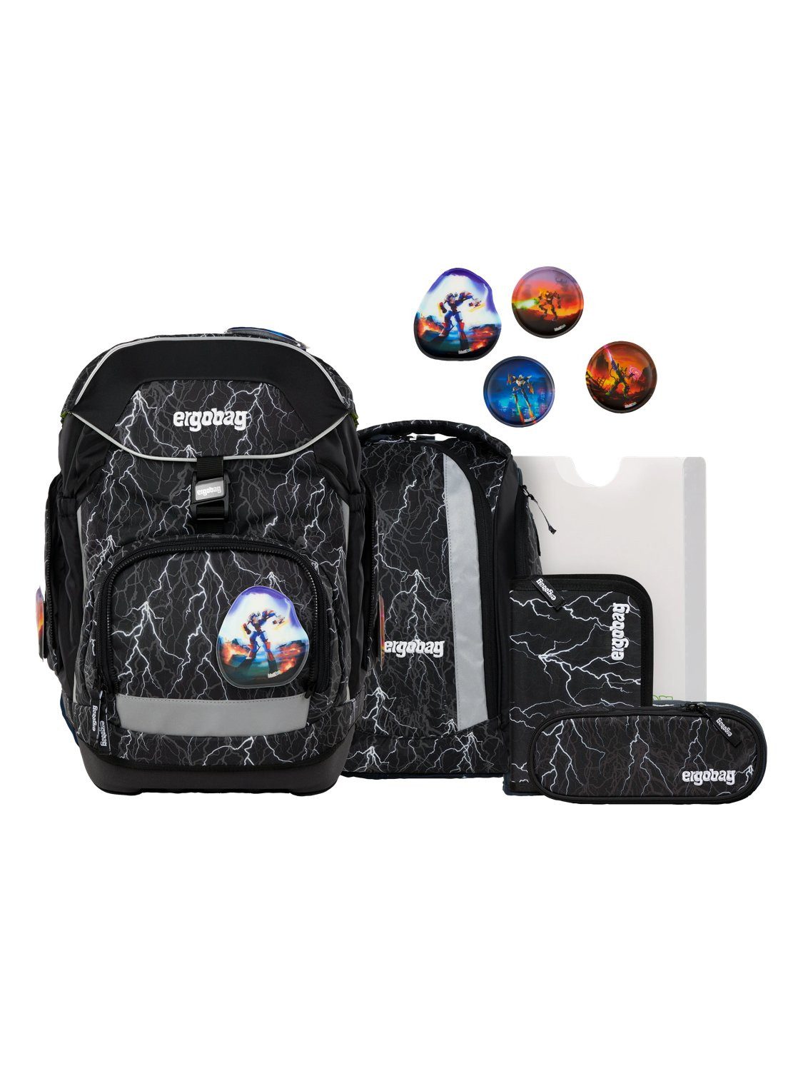 ergobag Schulranzen pack Set (6-tlg., 6-teiliges Set), größenverstellbares Rückensystem