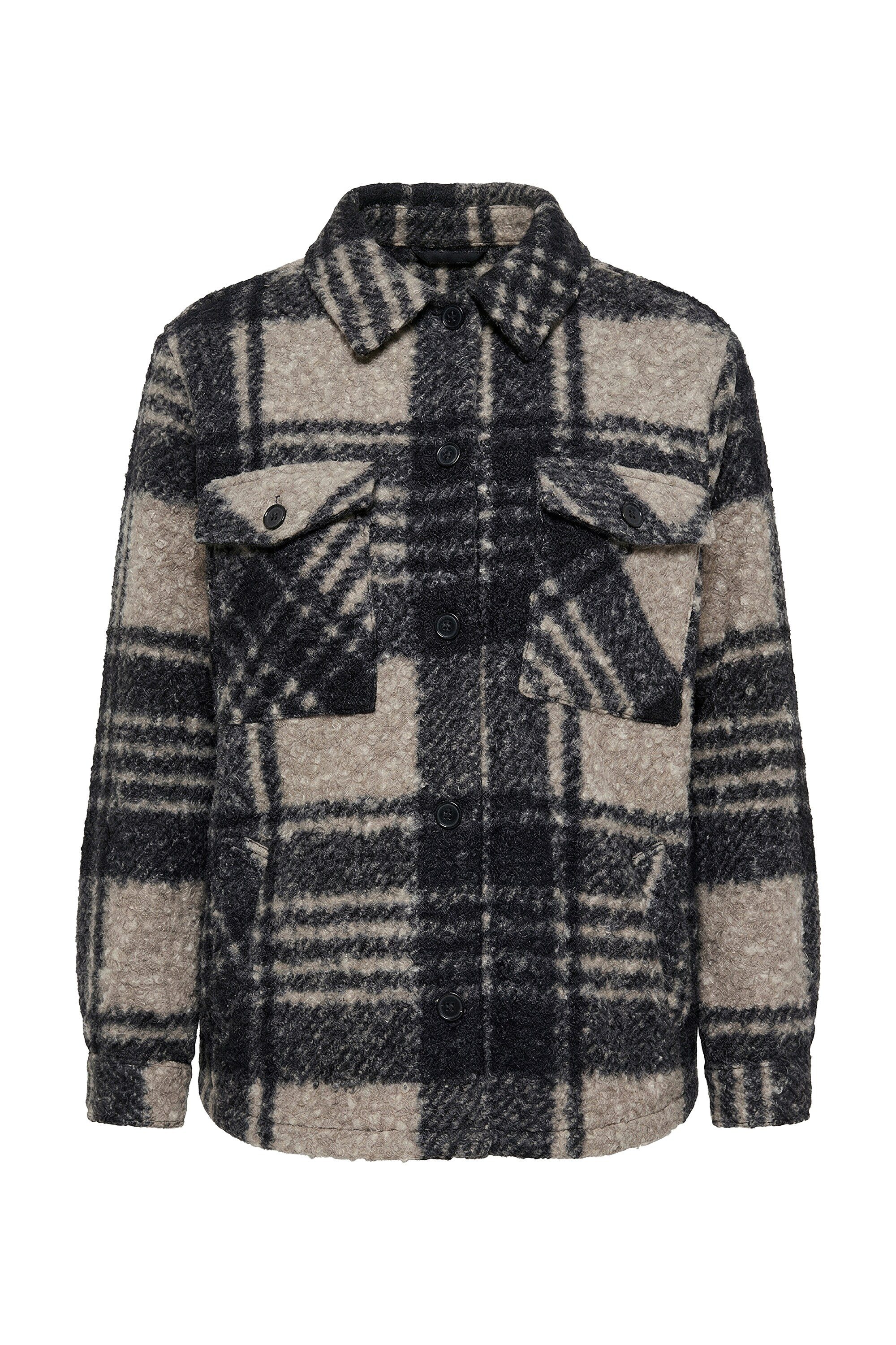 Ulla Popken Sommerjacke Teddy-Shaket Karomuster Hemdkragen Langarm – Bild 2 von 4