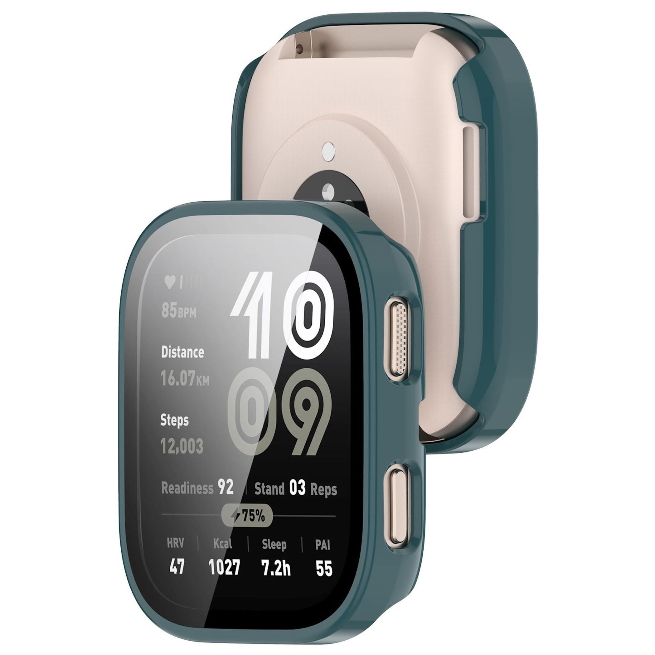 Wigento Smartwatch-Hülle Für Amazfit Bip 6 Kunststoff Watch Schutz Hülle + 9H Hart Glas Grün, Schutzhülle aus PC + Hart Glas für Rundumschutz