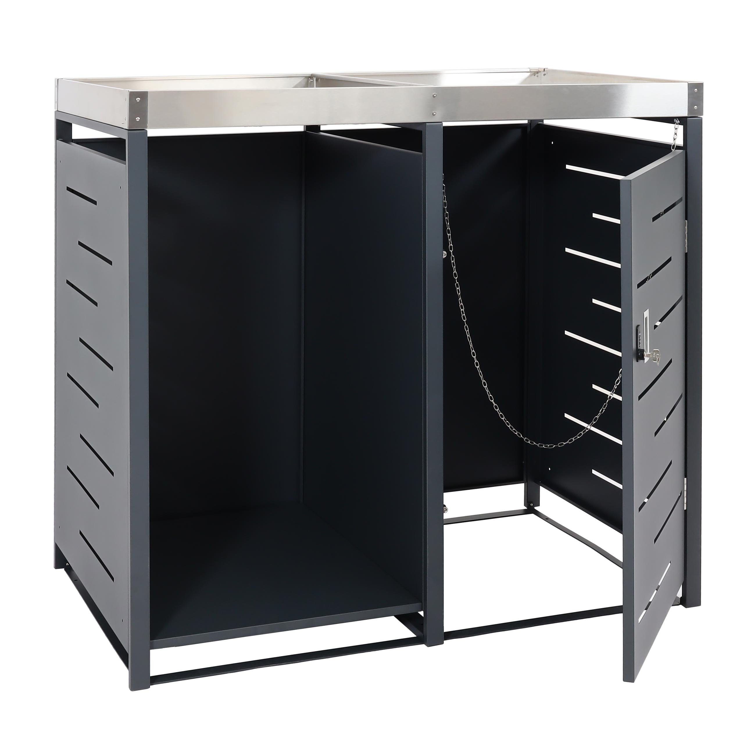 MCW Mülltonnenbox MCW-H40-B, Mit Kippvorrichtung, Abschließbar (Schlüssel und/oder Sicherheitscode)