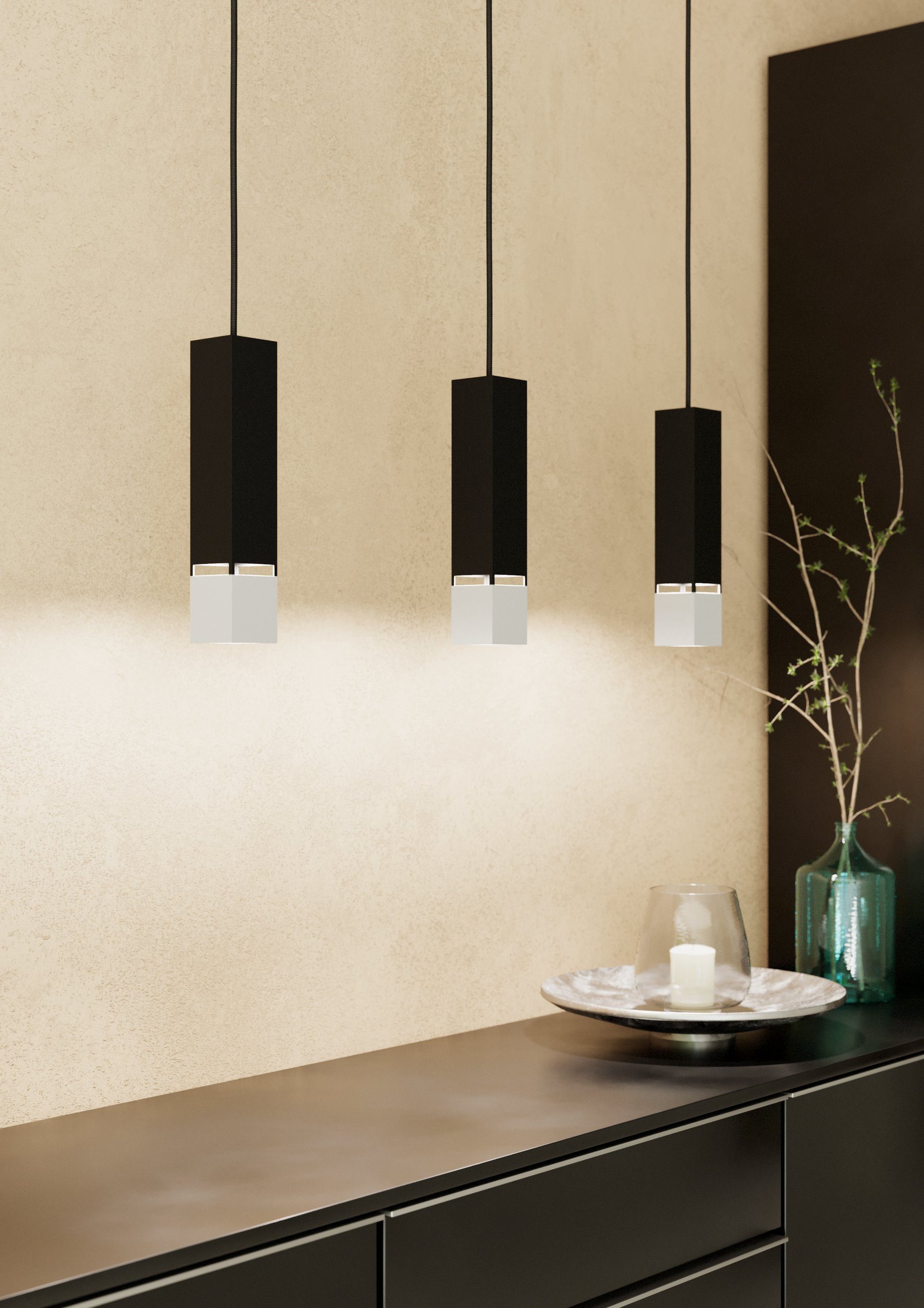 EGLO LED-Hängeleuchte Butrano, Leuchtmittel inklusive, LED Hängelampe Esstisch Stahl in schwarz, silber GU10 Fassung