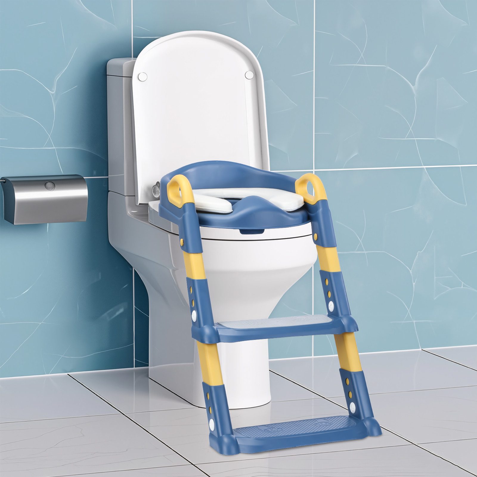 oyajia Toilettentrainer Töpfchentraining Kleinkind Baby Sicherheit Trittleiter Toilette lernen, Toilettensitz Baby Wc-Sitz Kindertoilette Sicherheitssitz mit Treppe