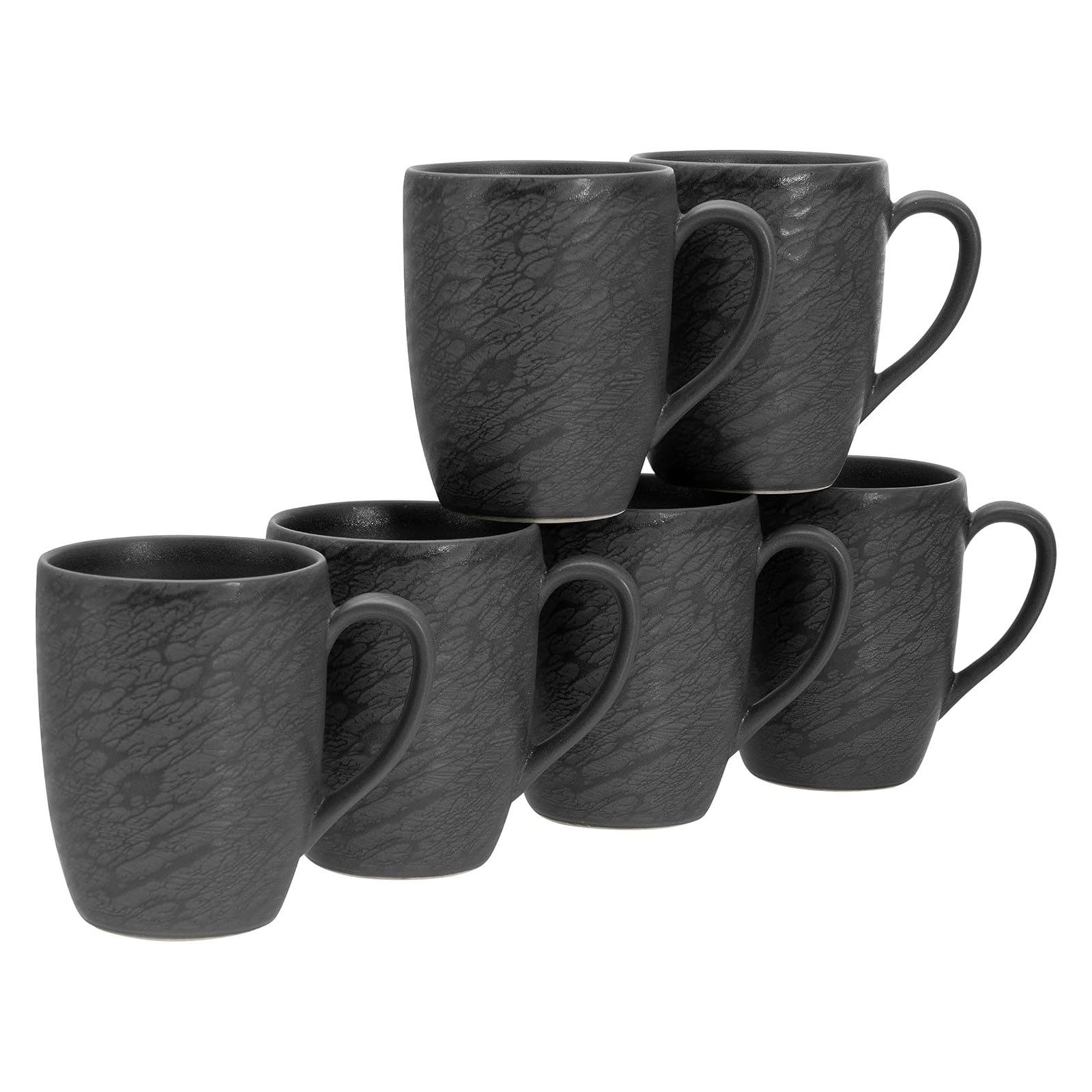 CreaTable Geschirr-Set 17963 (6-tlg), Steingut, Serie Schiefer, 6-teiliges Becherset aus Steinzeug