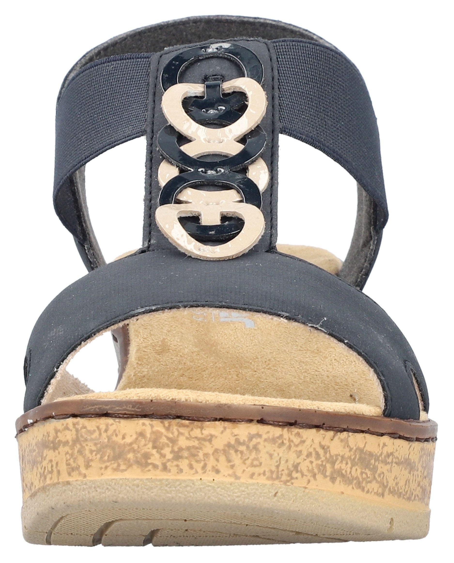 Rieker Keilsandalette Sommerschuh, Sandale, Plateausandale mit Gummizug für guten Sitz