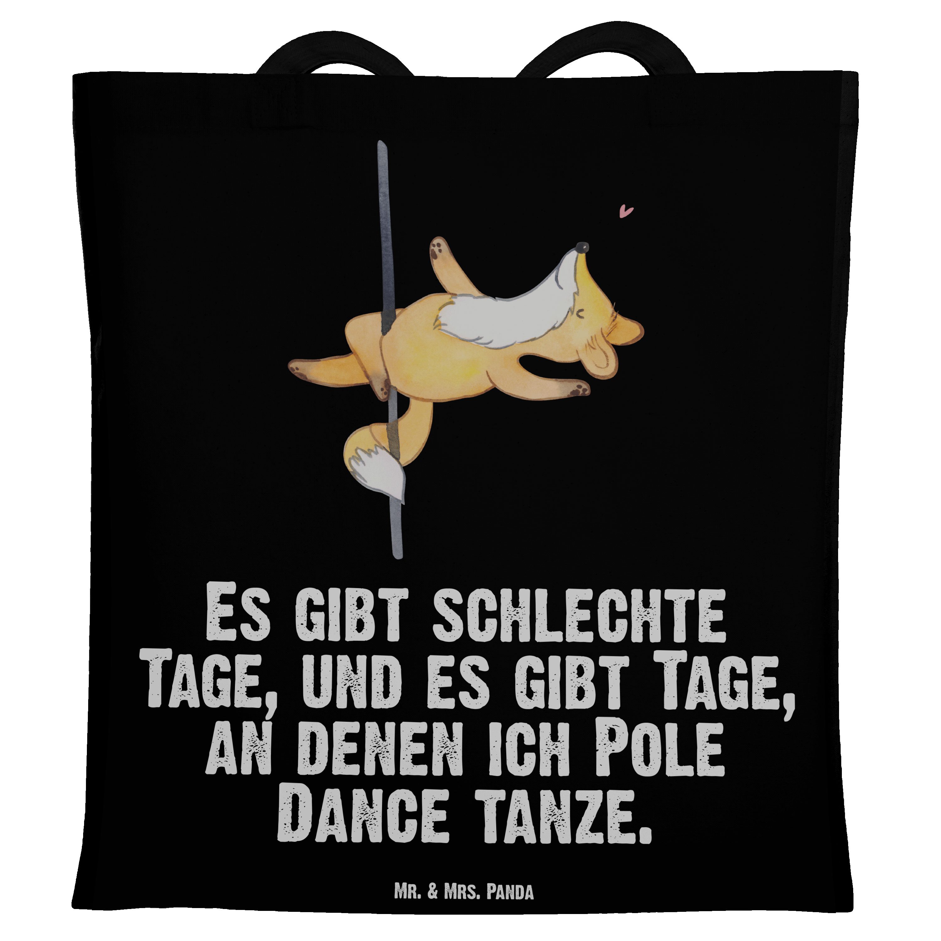 Mr. & Mrs. Panda Tragetasche Fuchs Poledance Tage - Schwarz - Geschenk, Einkaufstasche, Tanz, Pole (1-tlg)