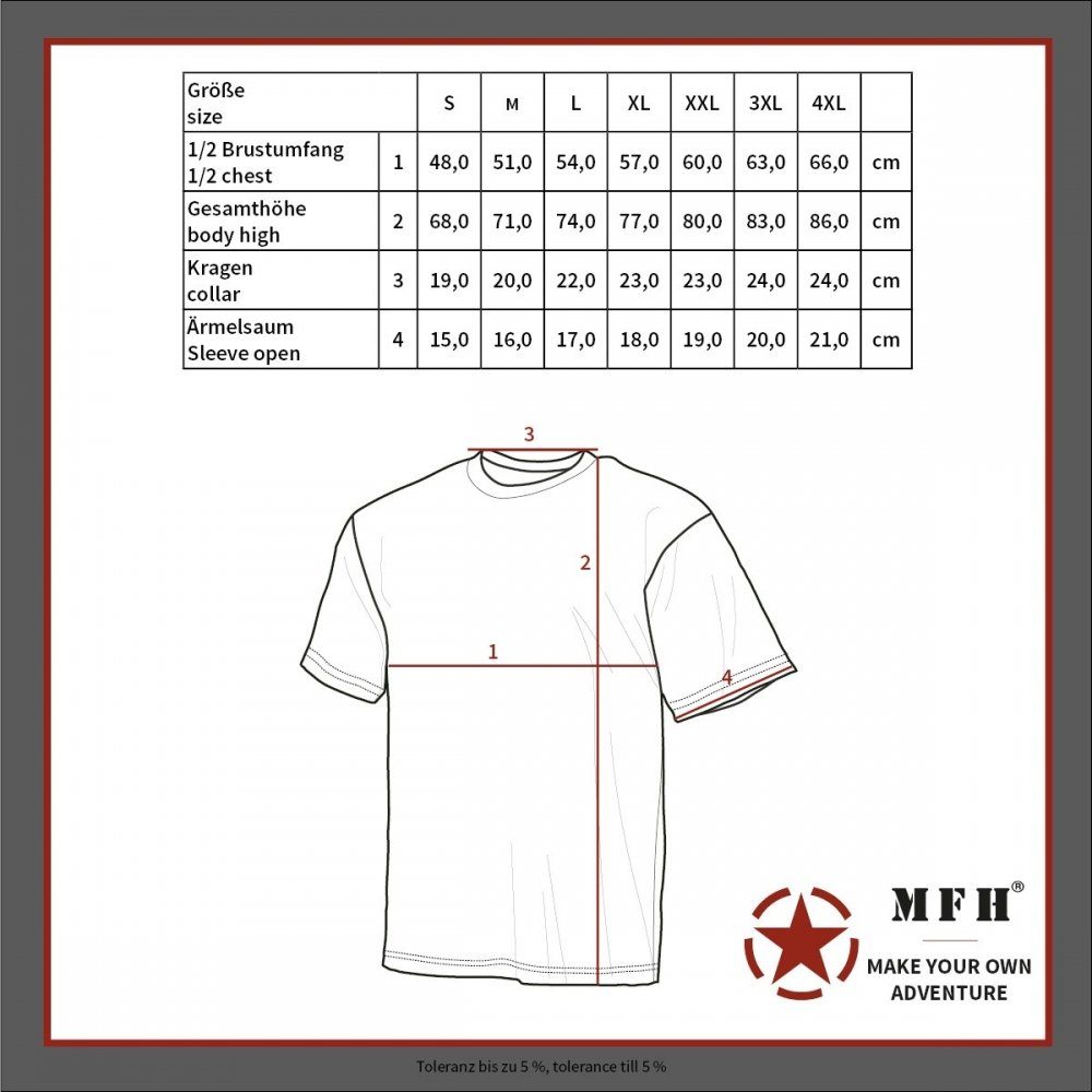 T-Shirt Streetstyle, AT-digital, 140-145 verstärkter XXXL (1-tlg) MFH - T-Shirt, Rundhals US g/m²