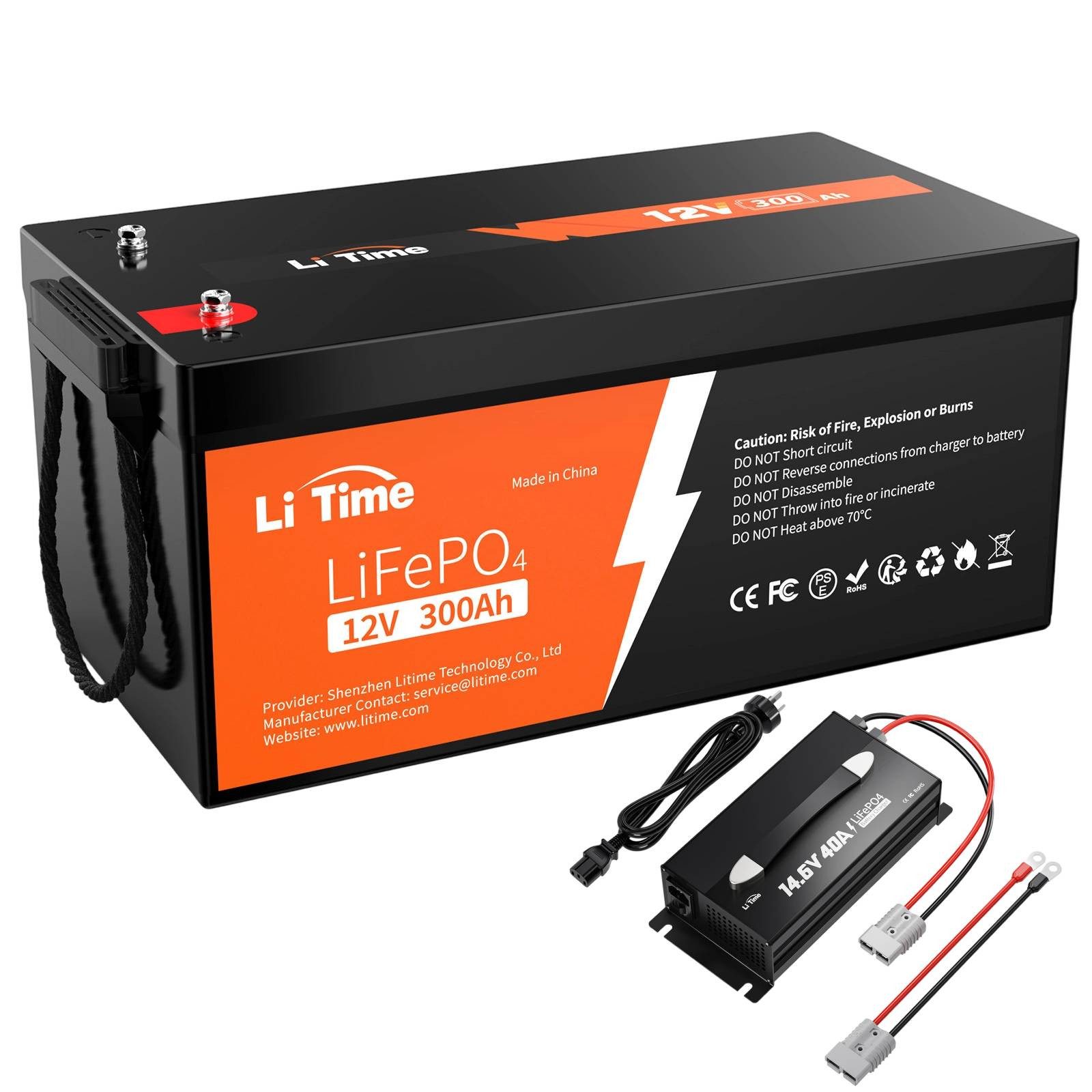 LiTime LiTime 14.6V 40A Lithium Akku Batterieladegerät mit Handgriff Akku-Set (12 V, 1 St), Geeignet für 12V LiFePO4 Lithium Batterie