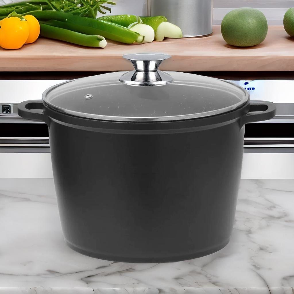 Cheffinger Kochtopf Tiefer Kochtopf Induktion Deckel Ø24/28cm Suppentopf Alu Guss, Aluminium (1-tlg) – Bild 5 von 5