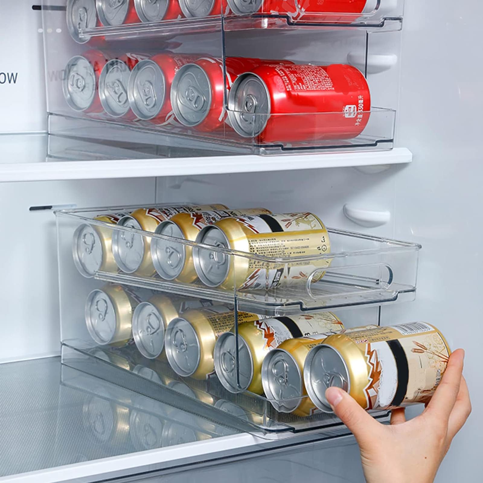VOSSBACH Aufbewahrungsbox Kühlschrank Dosen Organizer Dosenspender Dosenhalter Getränkehalter (2 St), für 250ml/330ml Getränkedosen – Bild 4 von 5