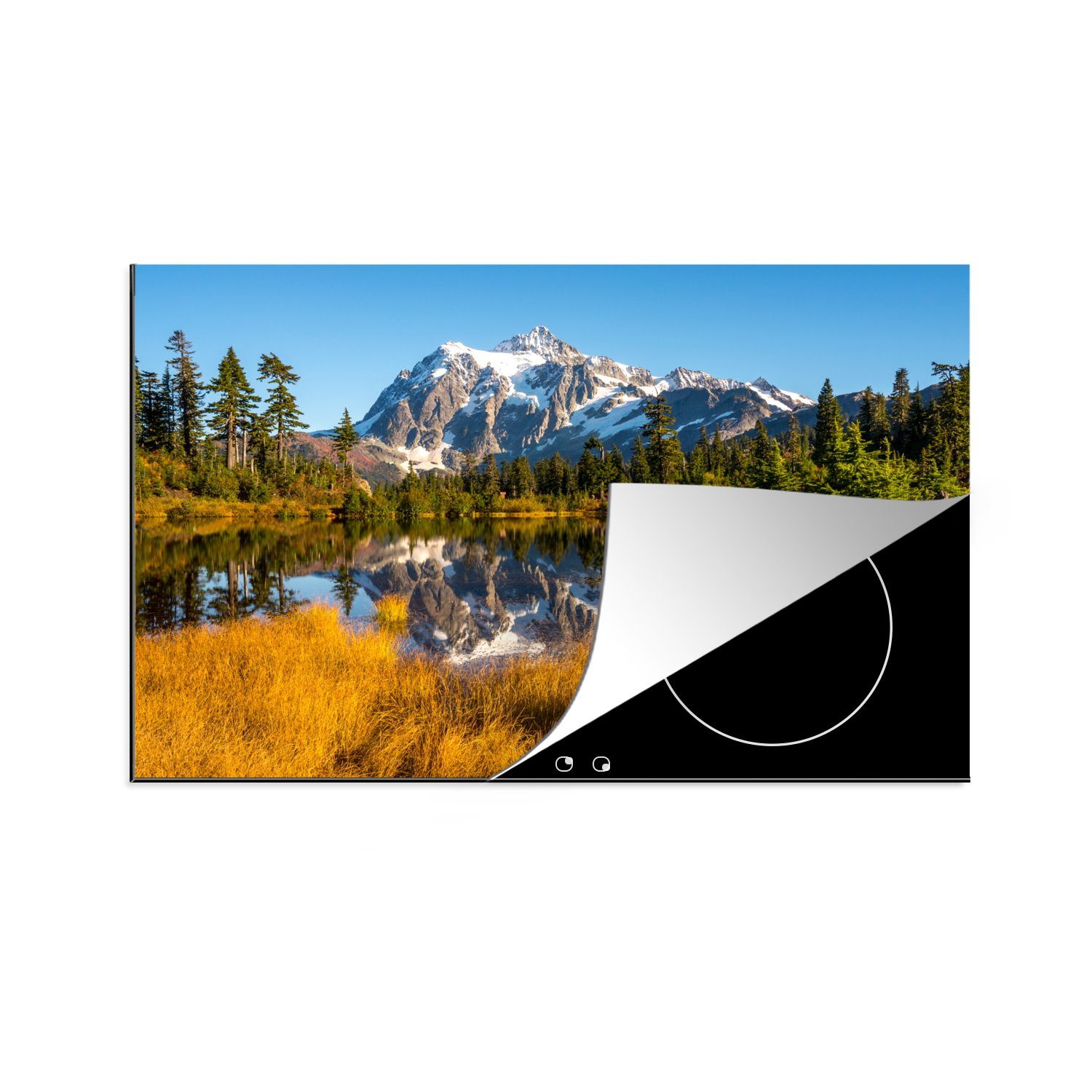 MuchoWow Herdblende-/Abdeckplatte Die farbenfrohe Natur des North Cascades National Park, Vinyl, (1 tlg), 81x52 cm, Induktionskochfeld Schutz für die küche, Ceranfeldabdeckung