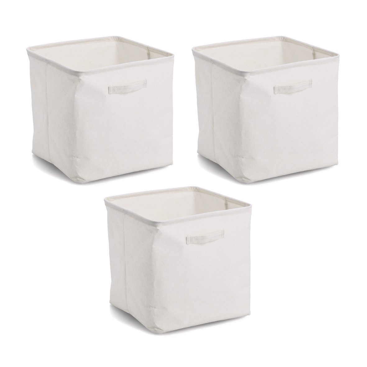 Zeller Present Aufbewahrungsbox Aufbewahrungsbox, Polyester/Baumwolle, creme (Set, 3 St), ca. 32x32x32 cm, 3er Set