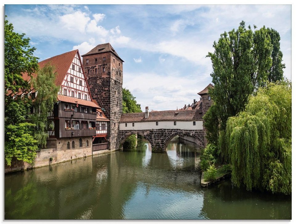 Artland Glasbild Nürnberg Maxbrücke zum Henkersteg, Europa (1 St), in verschiedenen  Größen