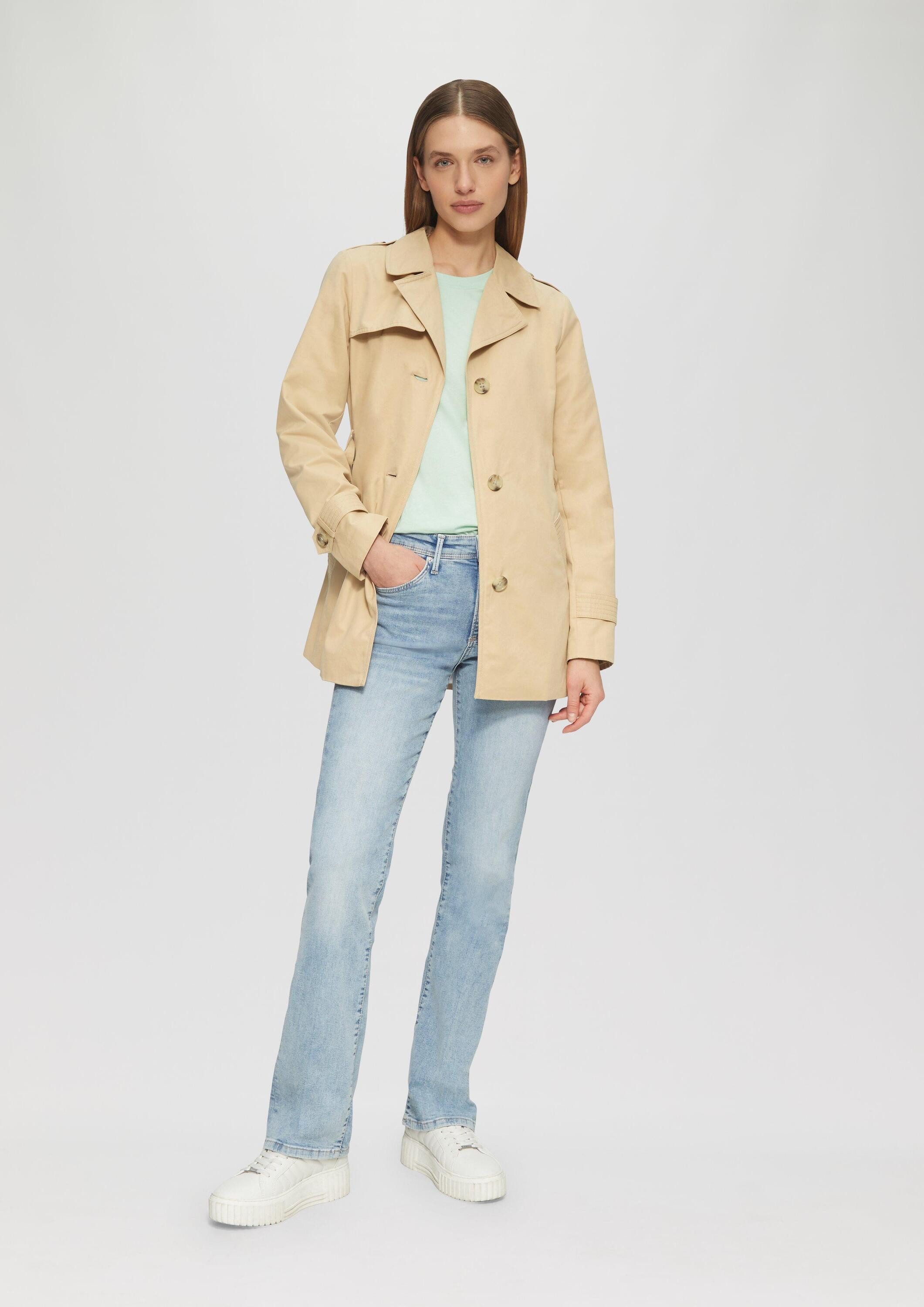 s.Oliver Funktionsjacke Outdoor-Jacke Kurzer Trench mit Gürtel