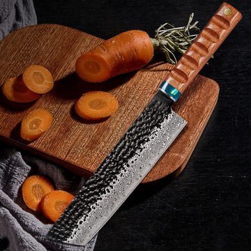 KEENZO Damastmesser Damast Hackmesser Küchenmesser aus VG10 Damaststahl Holzgriff
