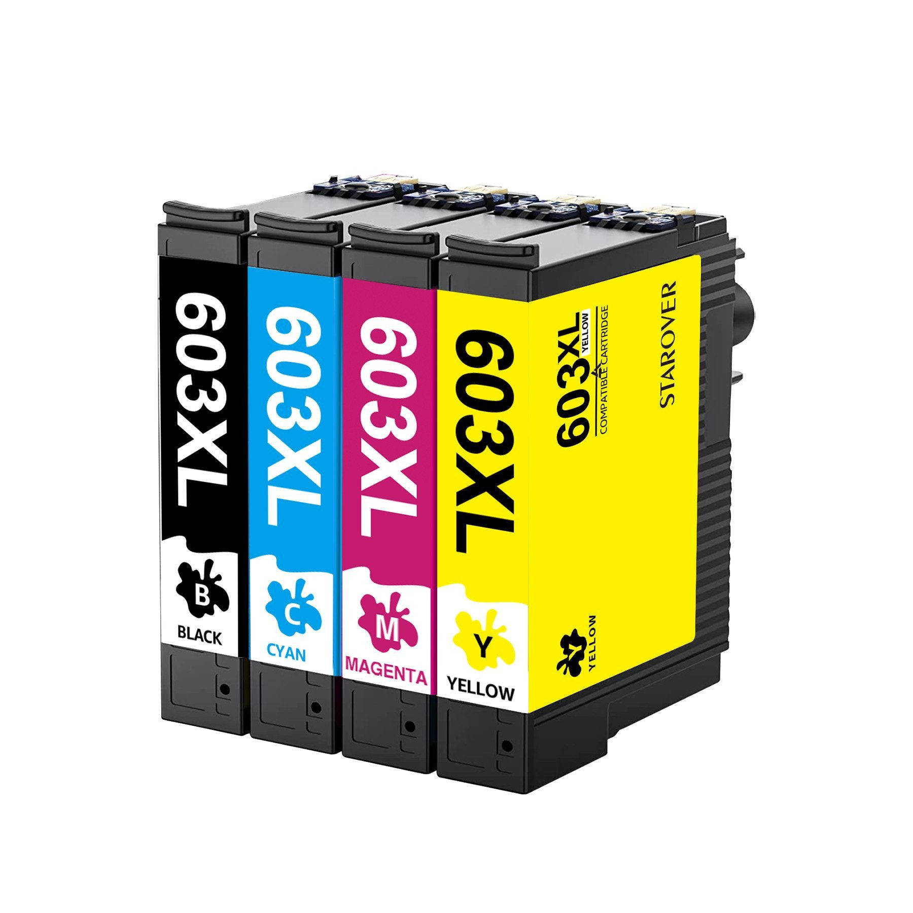 STAROVER 3/4/8er 603XL Kompatibel für EPSON 603 Druckerpatronen Multipack Tintenpatrone (XP-4105 XP-4150 XP-4155 XP3105 XP-3150, WF-2810 WF-2830 XP-2100 XP-2105 XP-2150 XP-2155 XP-3100)
