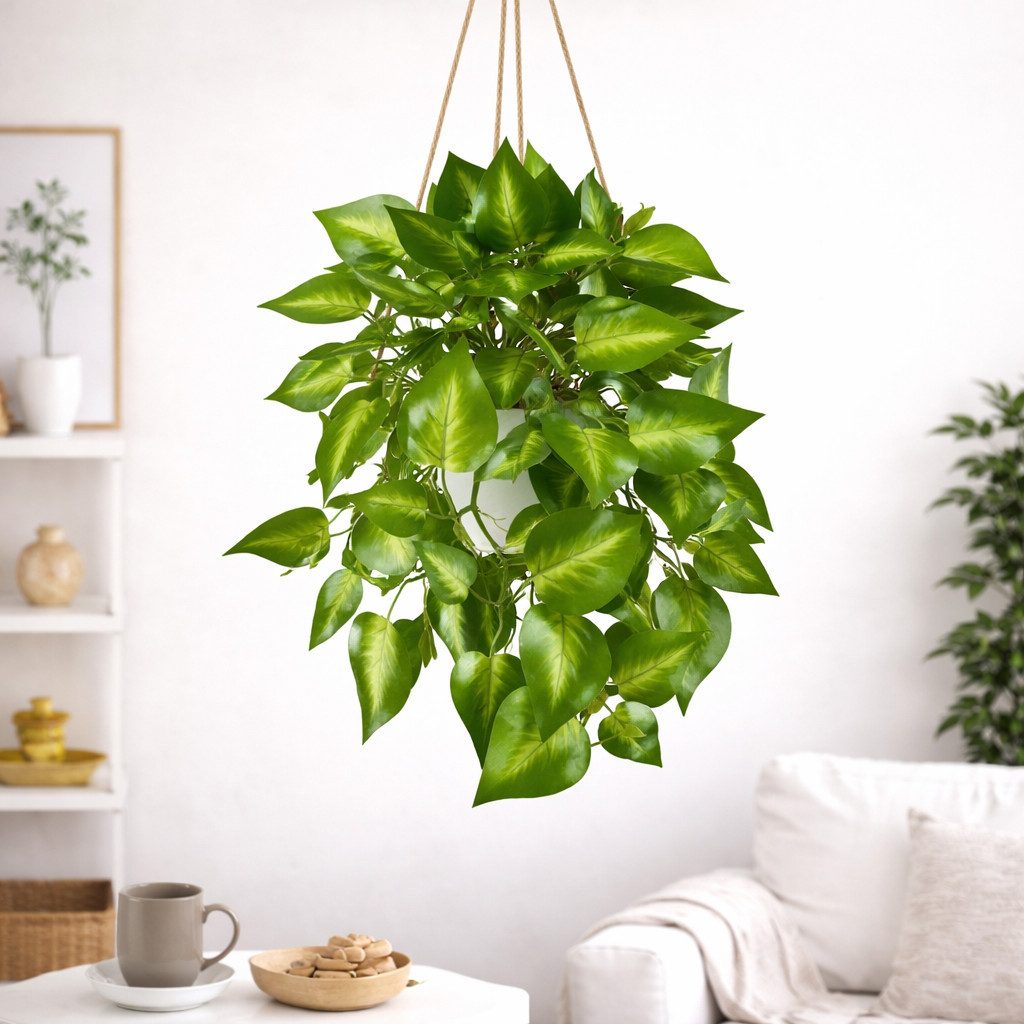Kunstpflanze Künstliche Hängepflanzen im bruchfesten Topf, Hängepflanze künstlich Efeu, Monstera, Philodendron, Calathea, Pfeilblatt, Mosaik- & Zebrapflanze, PASCH, Bruchfester weißer Kunststofftopf