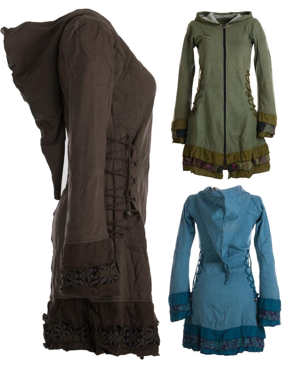 Vishes Langjacke Elfenmantel mit Zipfelkapuze, Rüschen günstig online kaufen