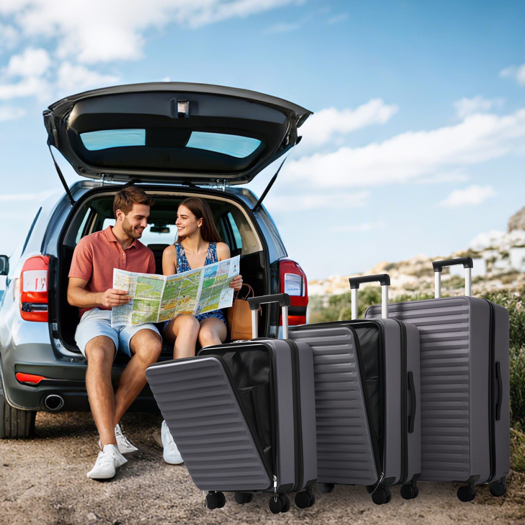 OKWISH Hartschalen-Trolley Dreiteiliges Gepäckset, M (20 günstig online kaufen