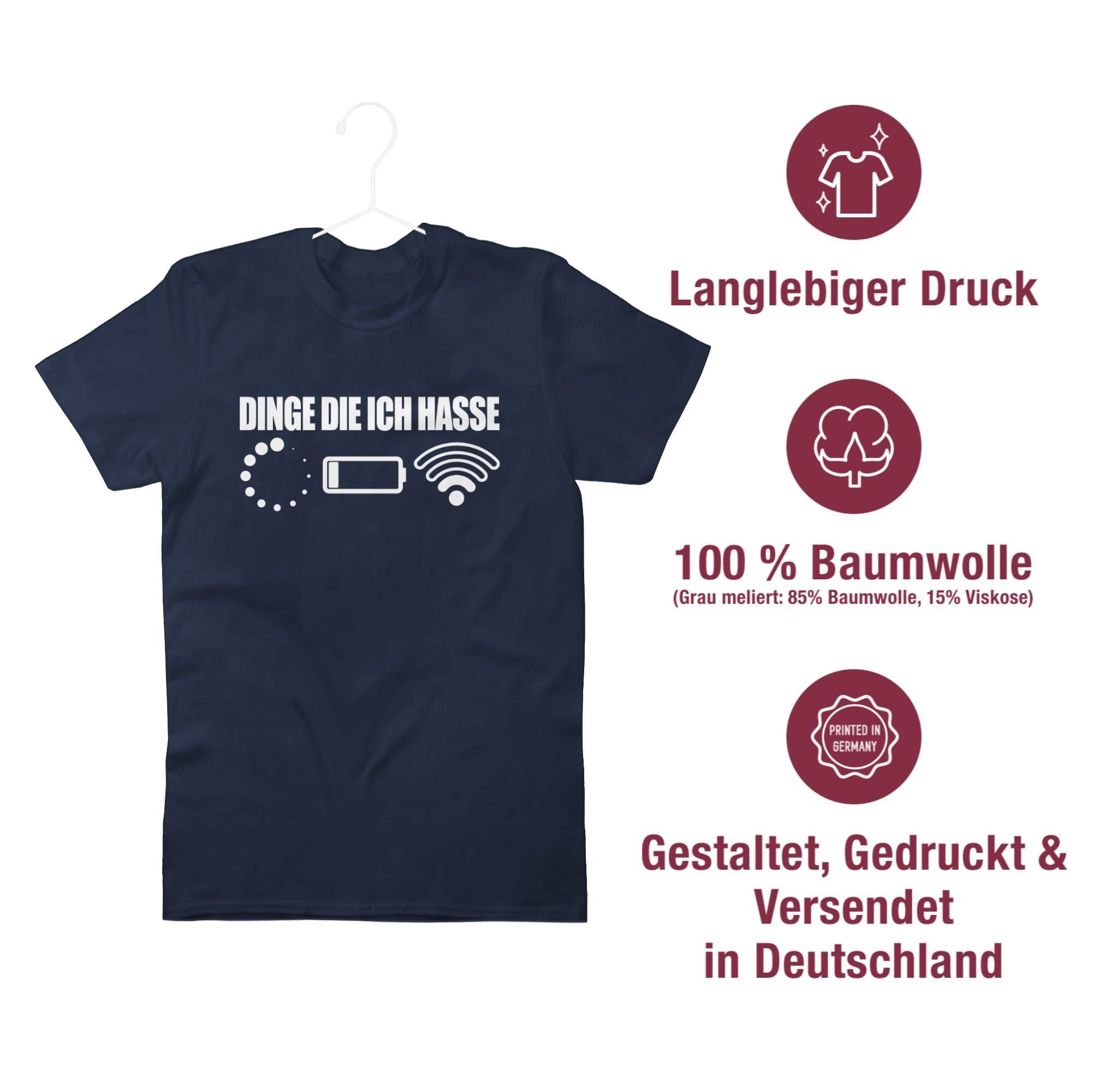 Dinge hasse Blau T-Shirt Shirtracer ich - Nerd weiß Geschenke Navy 02 die