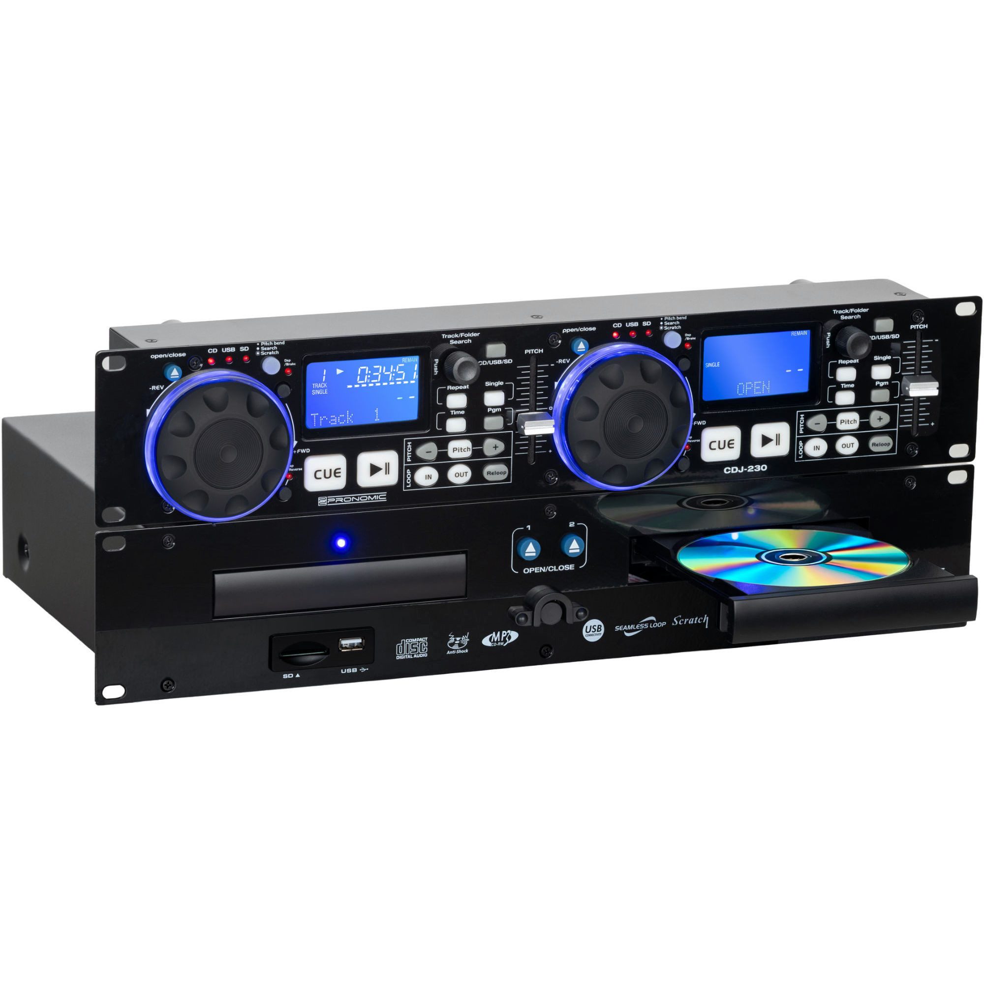 Pronomic CDJ-230 Doppel DJ-CD-Player (Pitch Bender und DSP-Effekte)