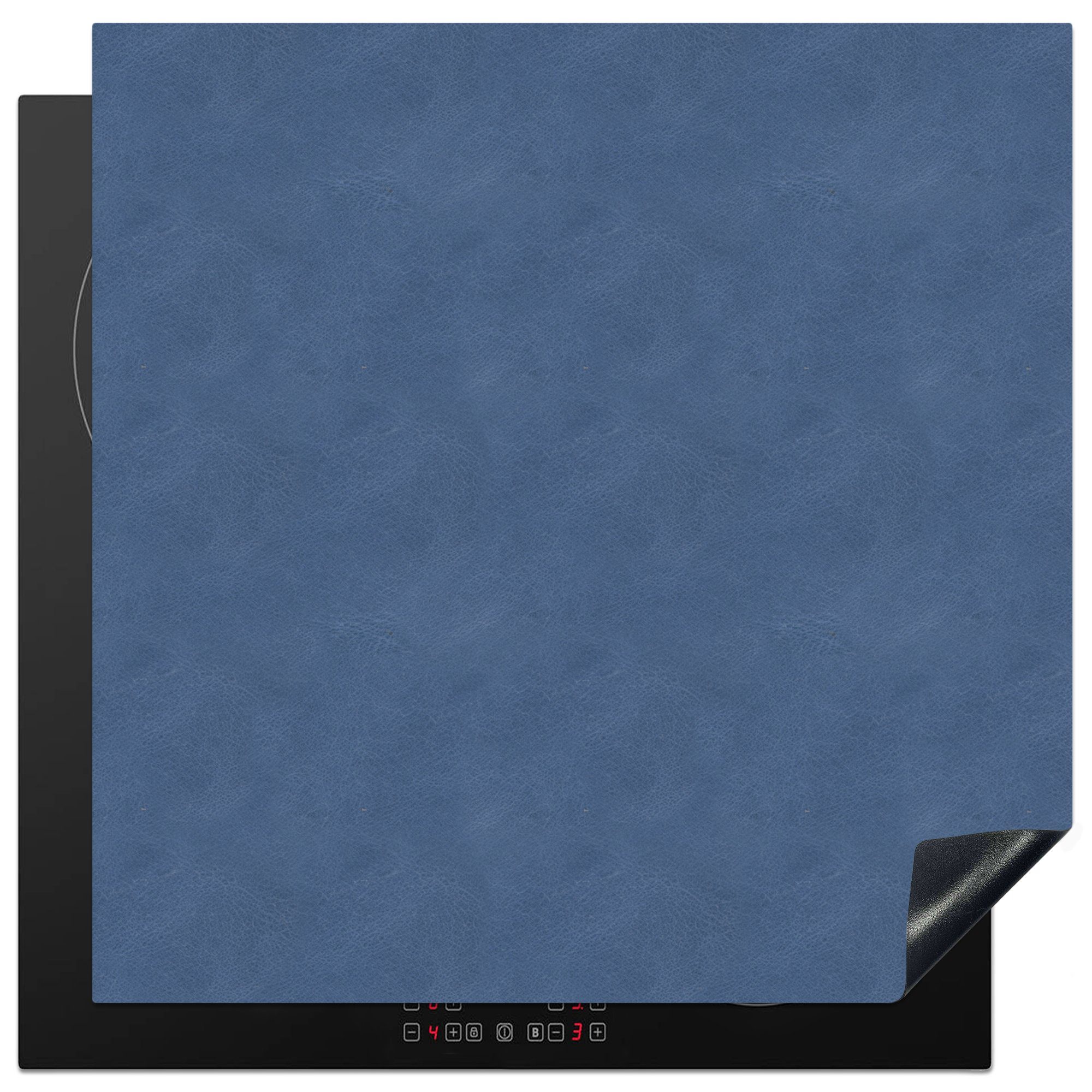 MuchoWow Herdblende-/Abdeckplatte Induktionsschutz - Leder - Blau - Tiere, Vinyl, (1 tlg), 78x78 cm, Ceranfeldabdeckung, Arbeitsplatte für küche