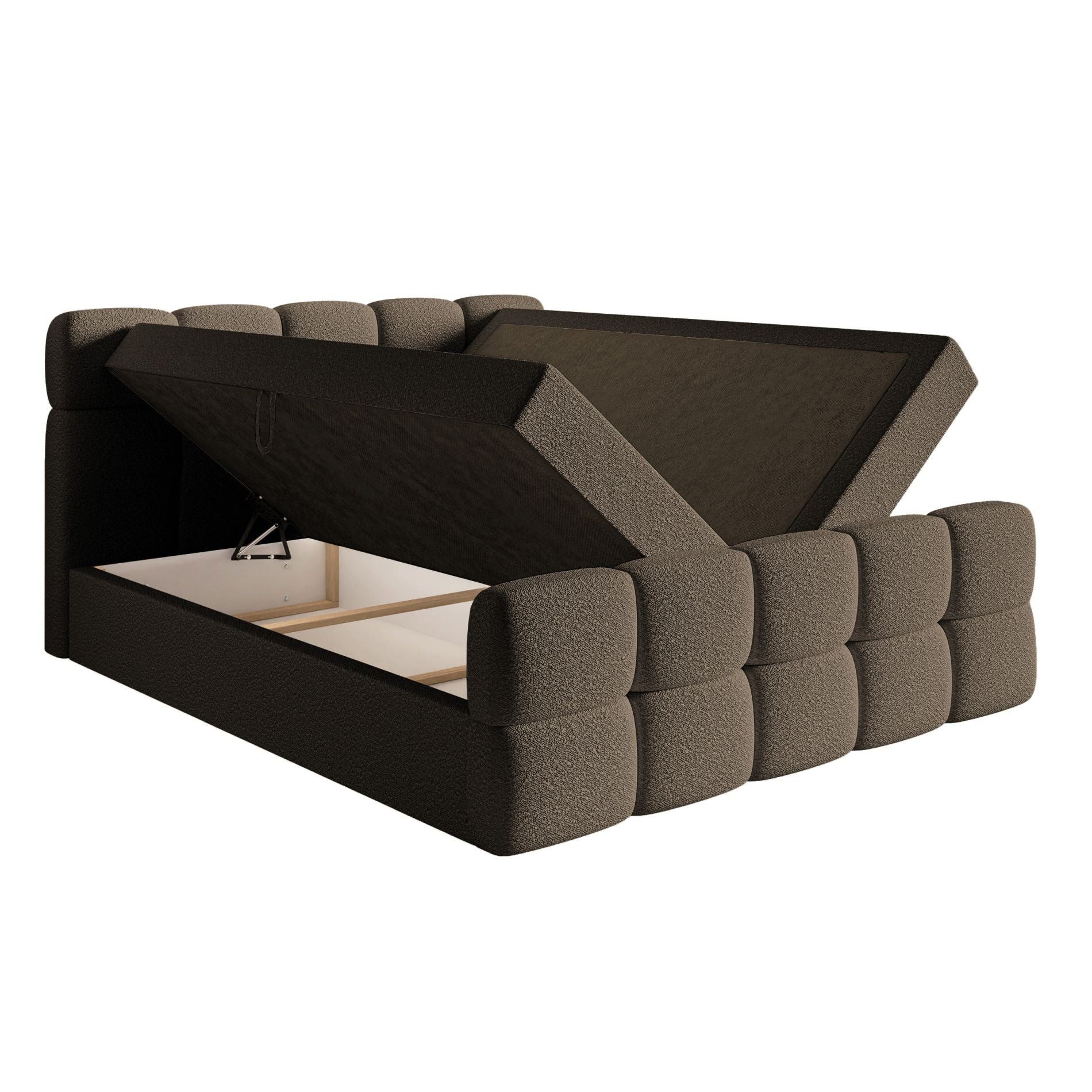 Selsey Boxbett CLOUDY, mit Matratze, Topper, Bettkasten und Bouclé-Bezug
