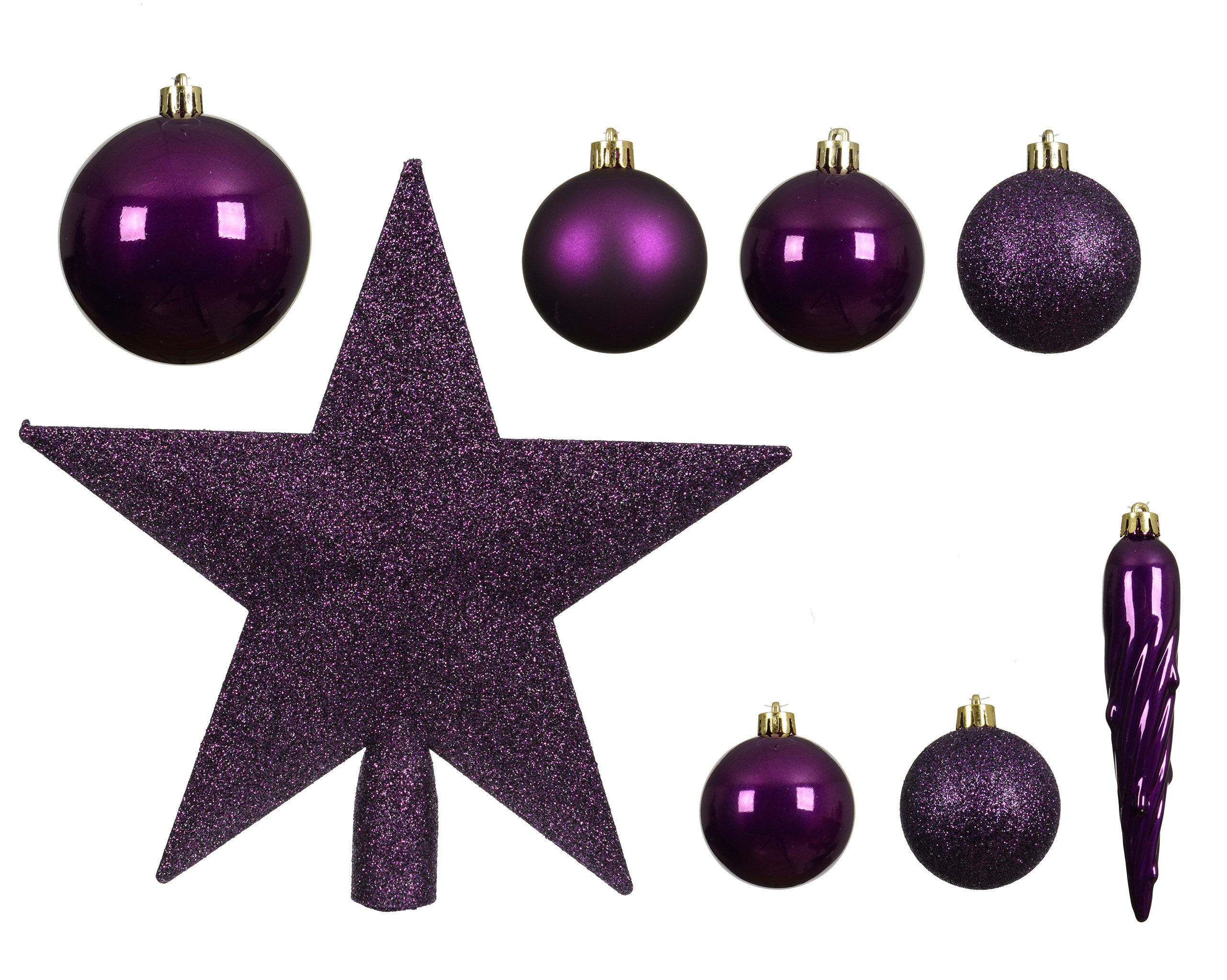 Kaemingk Weihnachtsbaumkugel, Weihnachtskugeln Kunststoff mit Christbaumstern 33er Set - Feige