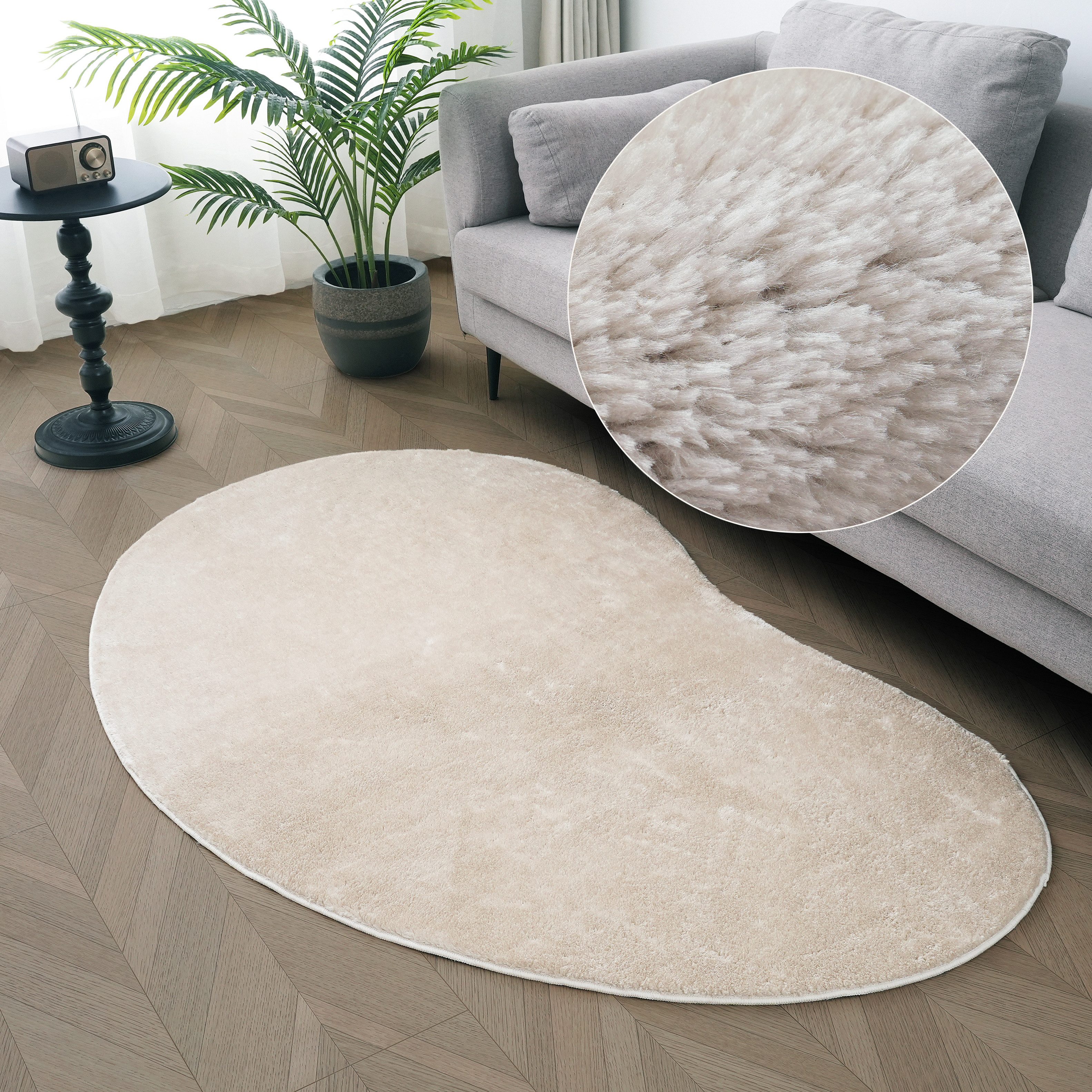 my home Teppich Cali Bean, U-förmig, Höhe: 16 mm, besondere Form, Uni, weic günstig online kaufen