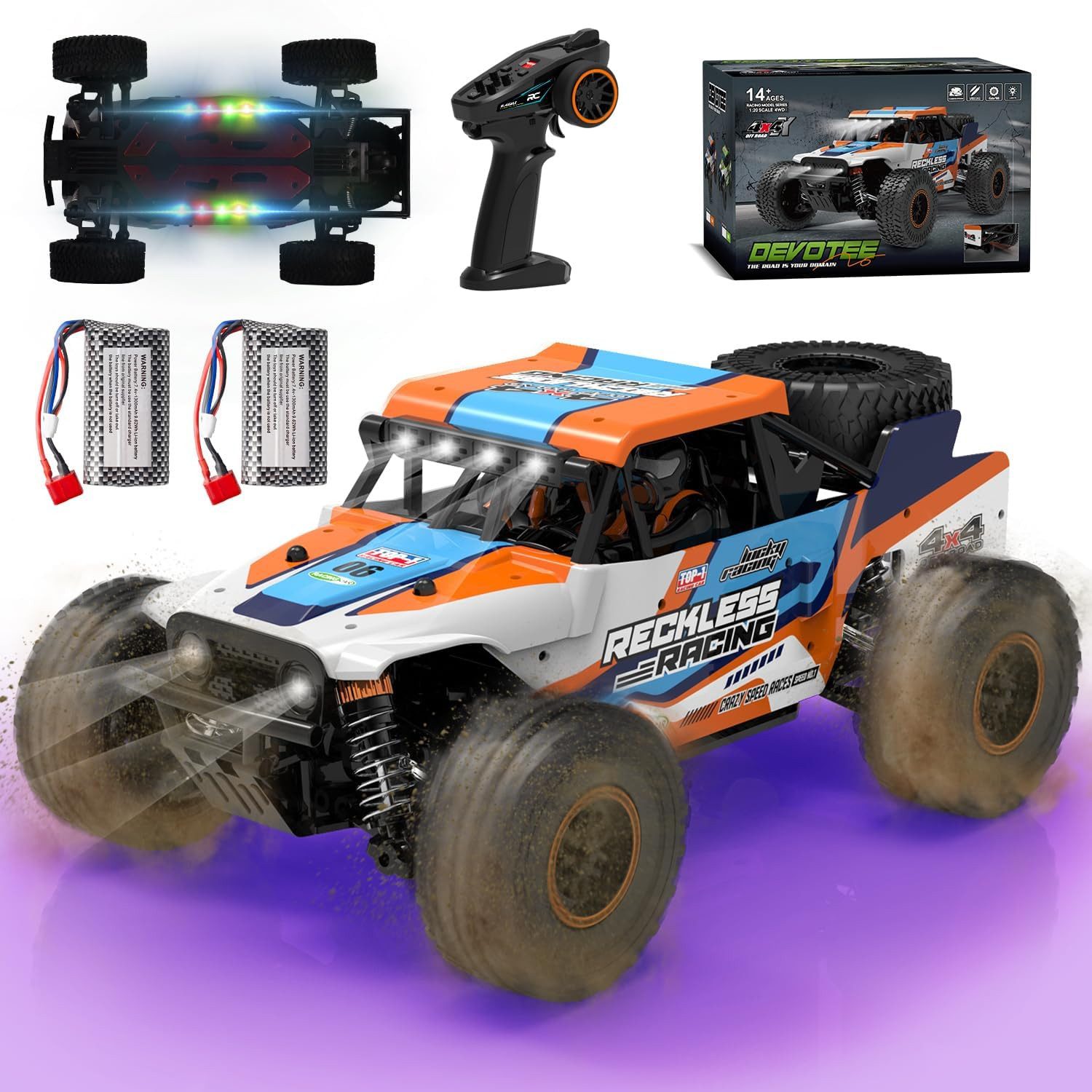 RC-Auto Ferngesteuertes Auto mit 7 Farben Lichtern, 32KM/H RC Auto 1/18