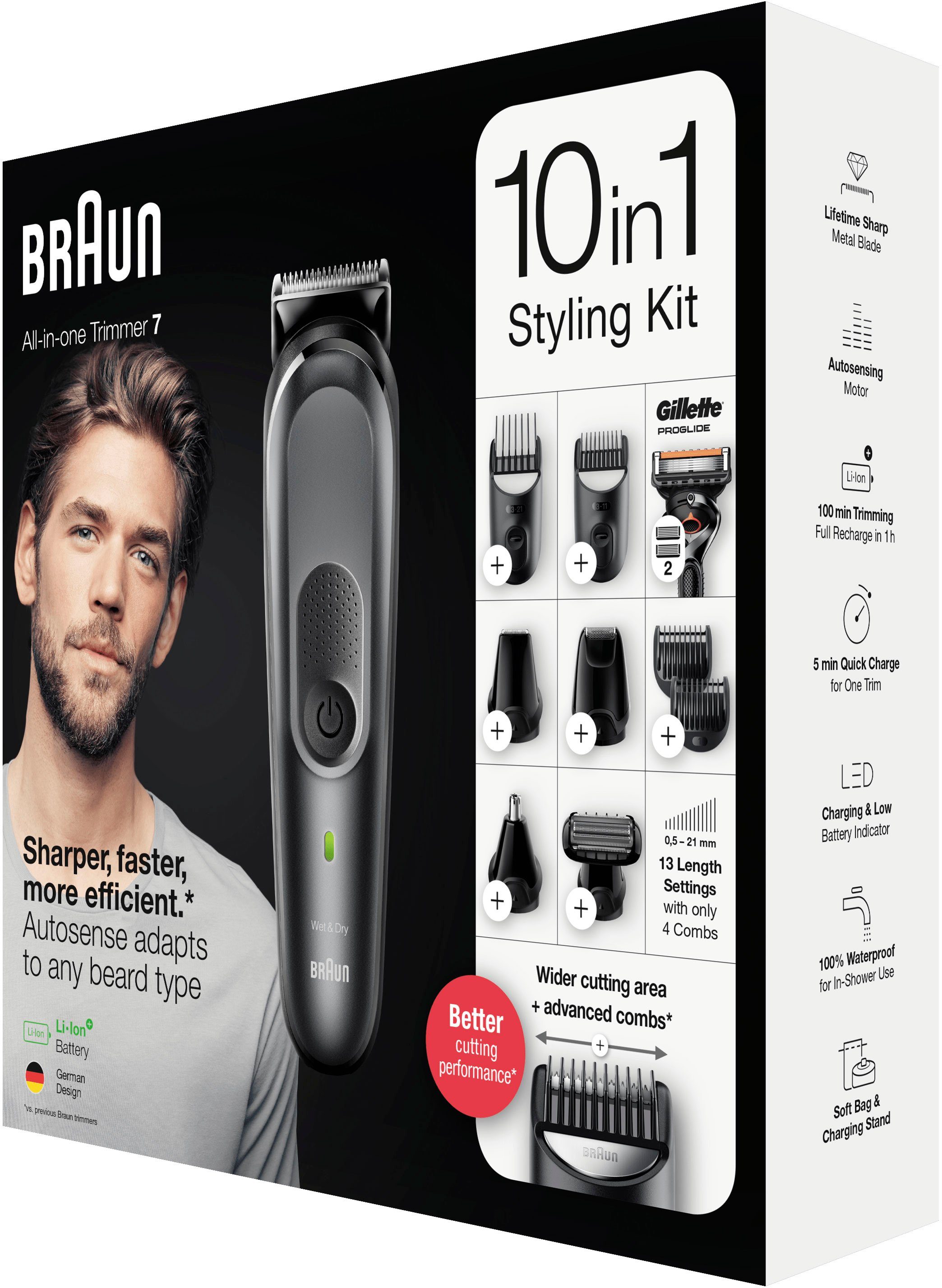 AutoSense-Technologie Braun 7 MGK7321, Multi-Grooming-Kit Haarschneider